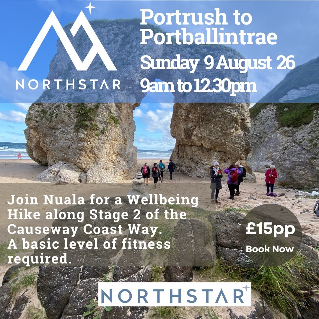 ✨ Wellbeing Walk along the Causeway Coast Way ✨

Come and join Nuala for a refreshing Wellbeing Walk on Sunday 9 August 2026, exploring Stage 2 of the stunning Causeway Coast Way, from Portrush to Portballintrae.

This scenic coastal walk offers fres