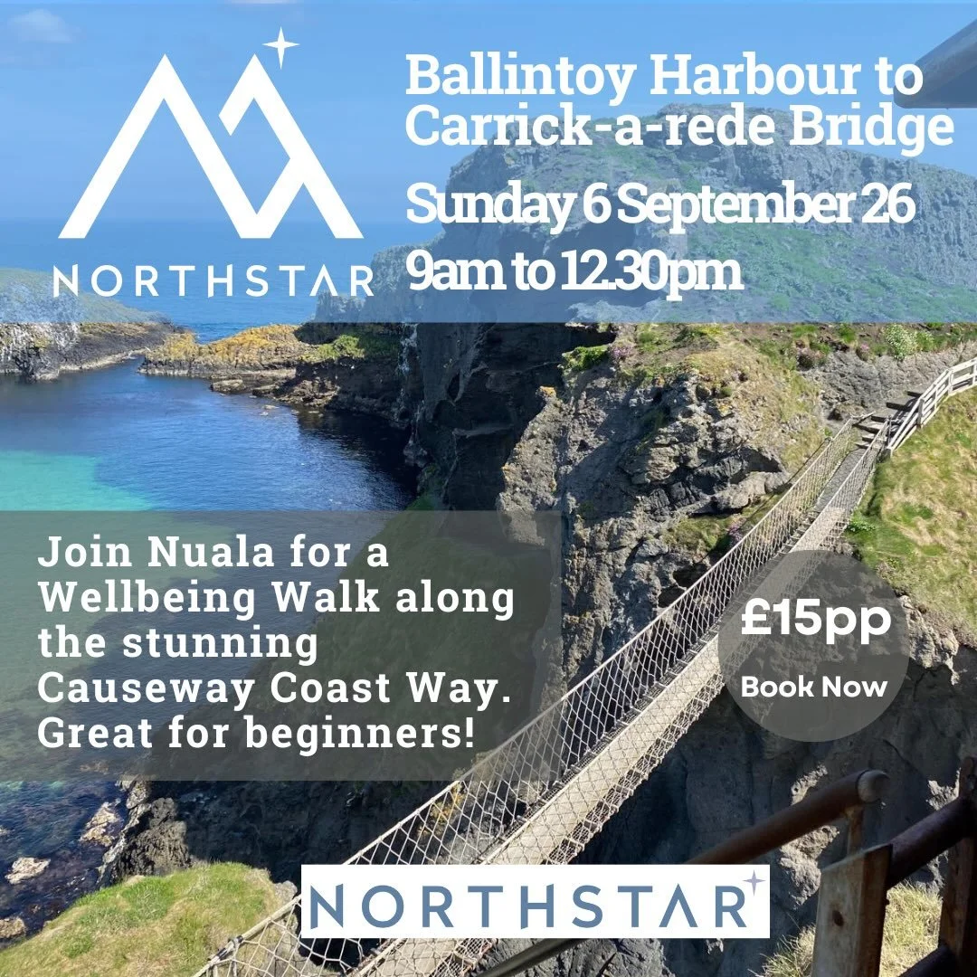 Coastal Wellbeing Walk with Nuala
Sunday 6th September 2026 | 9am&ndash;1pm

Step into the dramatic beauty of Northern Ireland&rsquo;s Causeway Coast on this mindful coastal walking adventure with Nuala. Starting from the picturesque Ballintoy Harbou