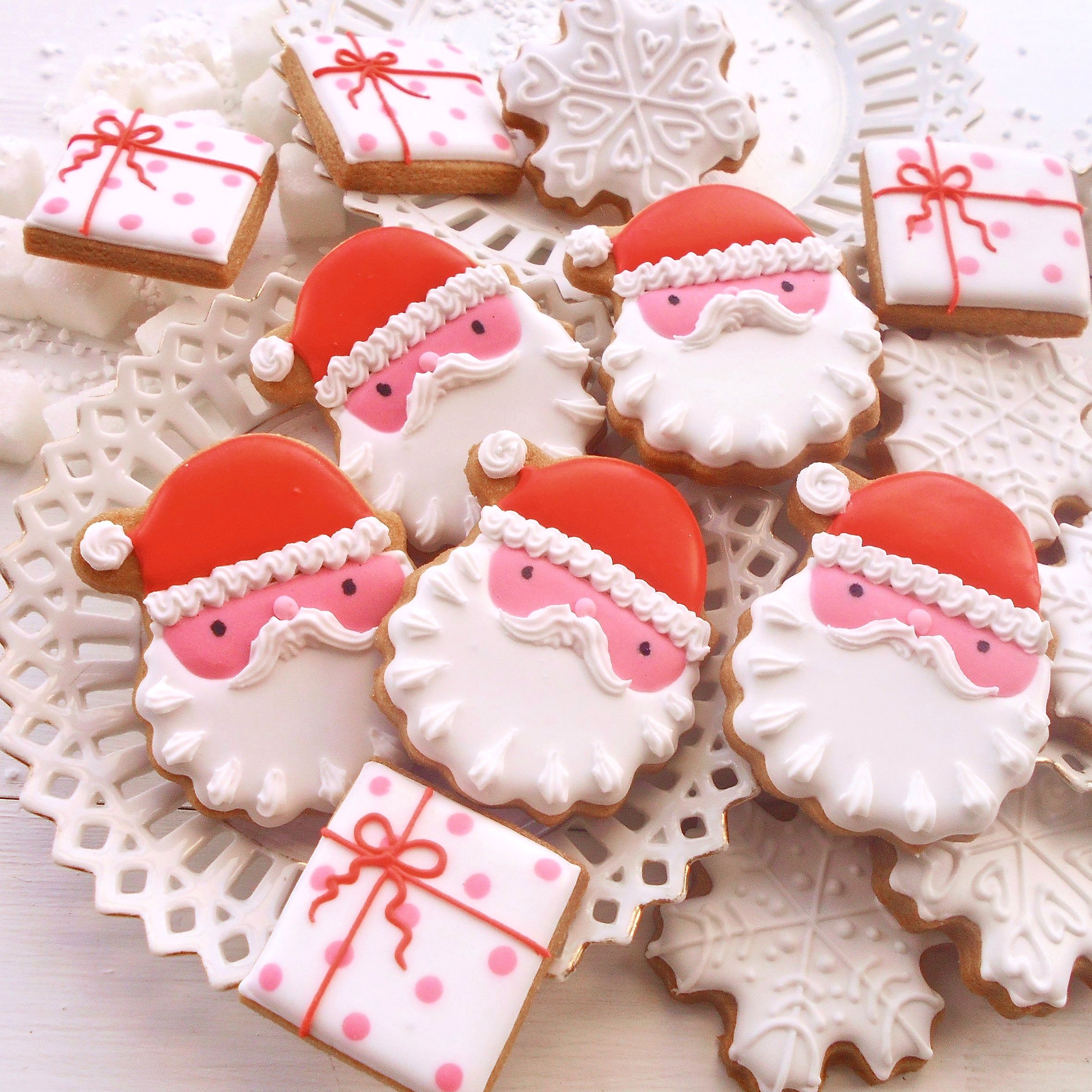 Christmas Biscuits father Christmas, presents and snowflakes by TAKE THE BISCUIT UK