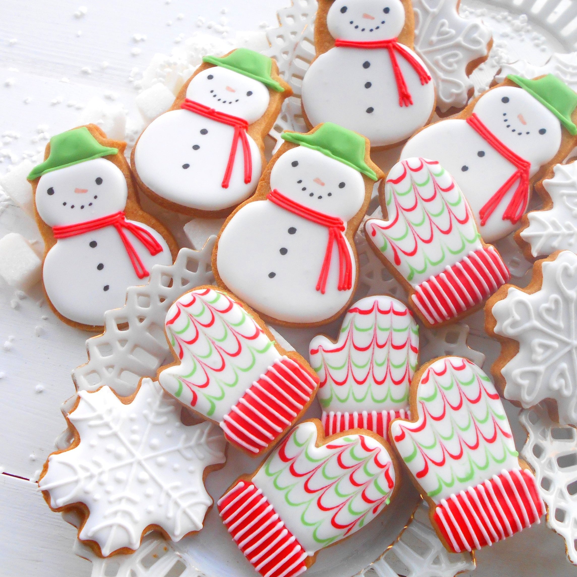 Christmas Biscuits, snowman and mittens by TAKE THE BISCUIT UK