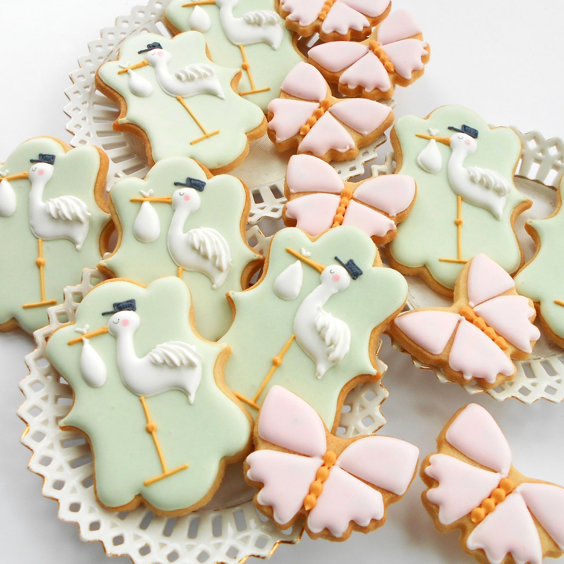 Stork and Butterfly biscuits by TAKE THE BISCUIT