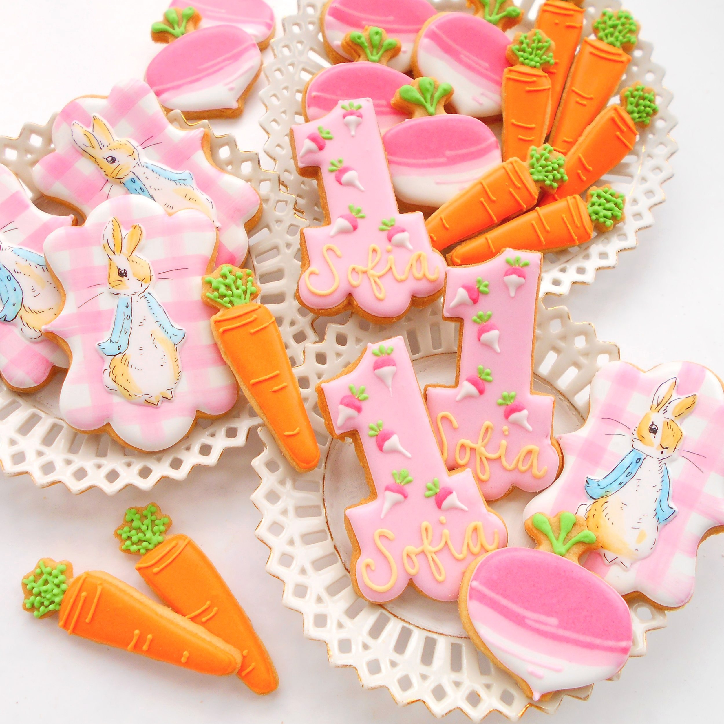 Peter Rabbit for Sofia, gingham, radishes