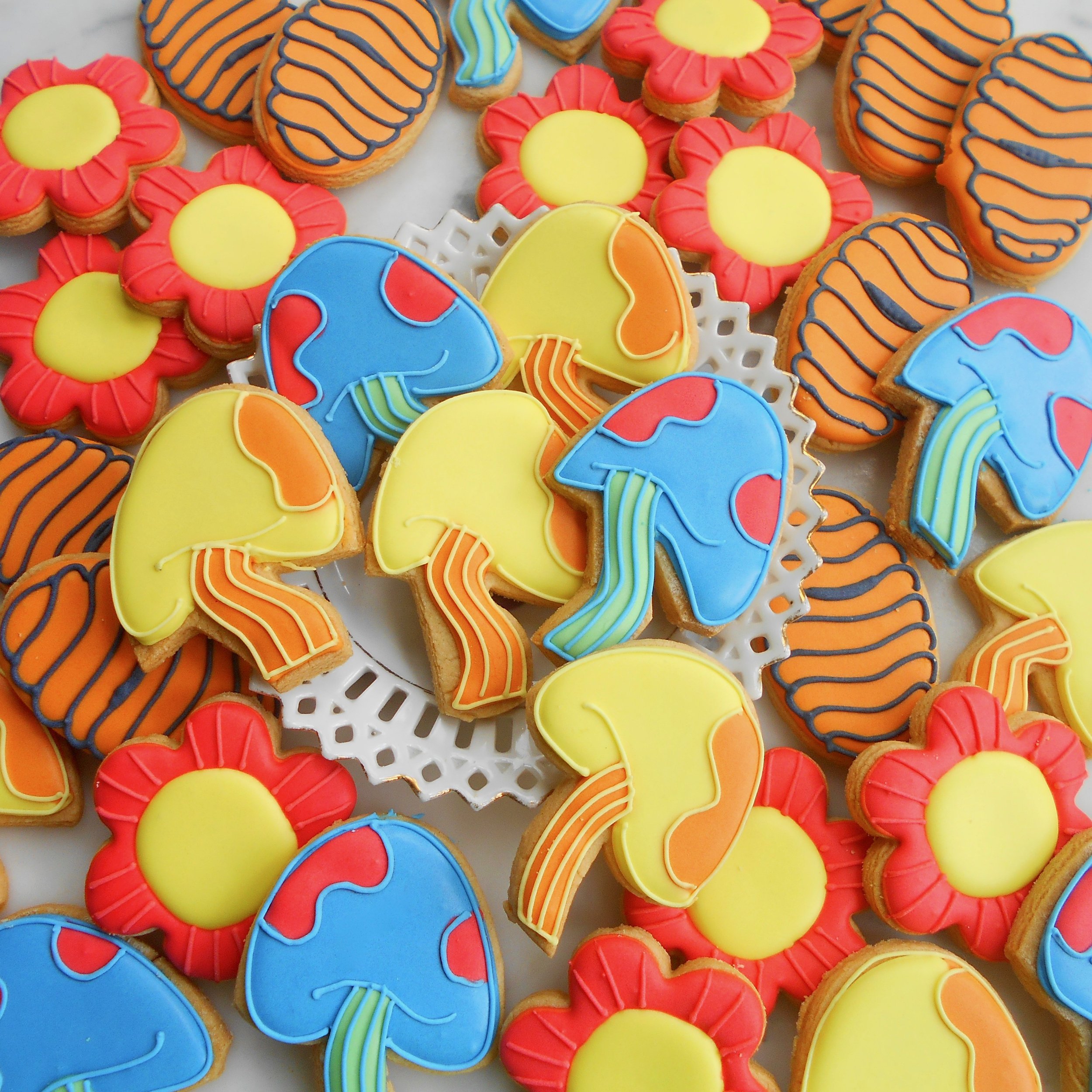 Toadstools, flowers %22Baboo the Unusual Bee%22 biscuits by TAKE THE BISCUIT UK (1).jpg