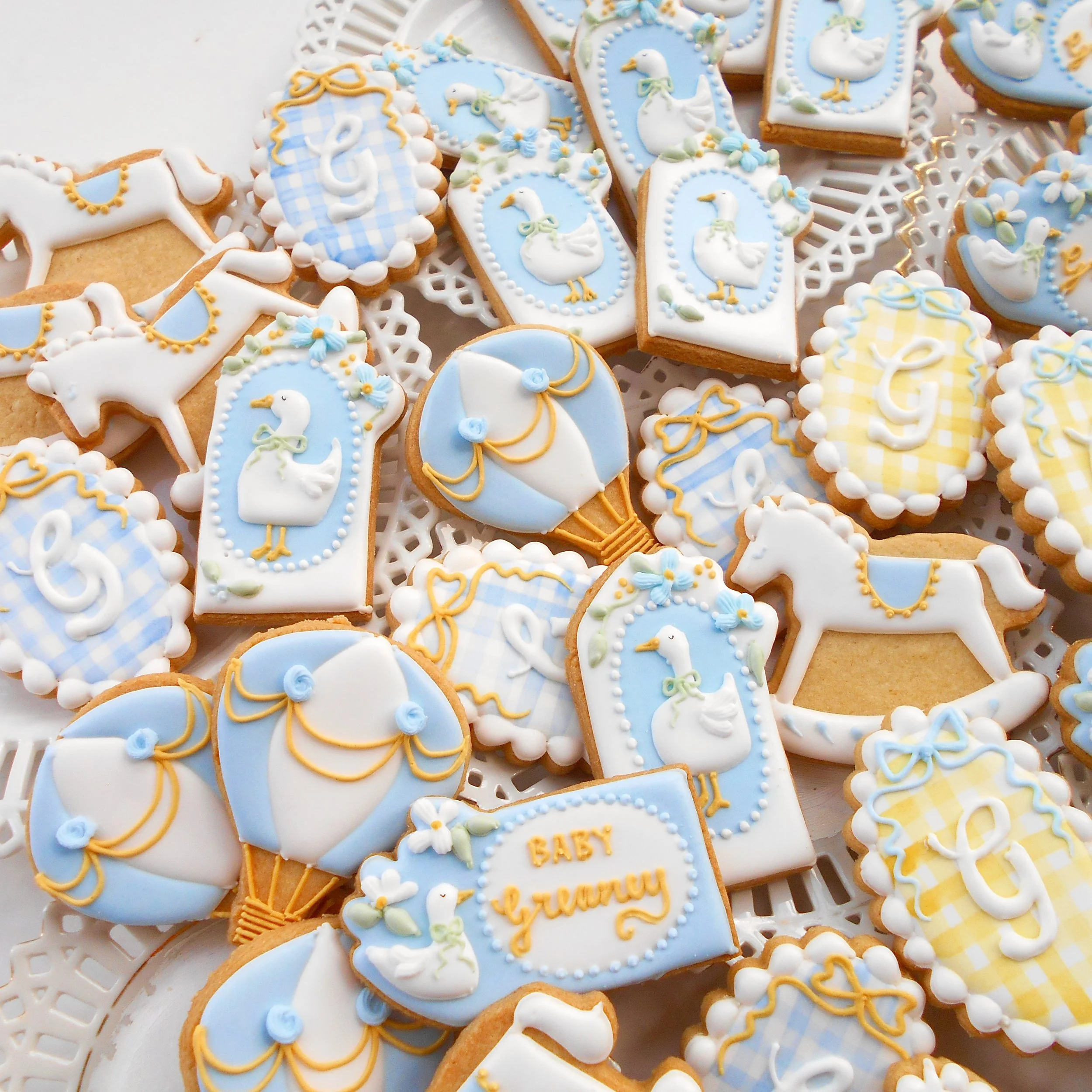 Yellow Blue Gingham Geese