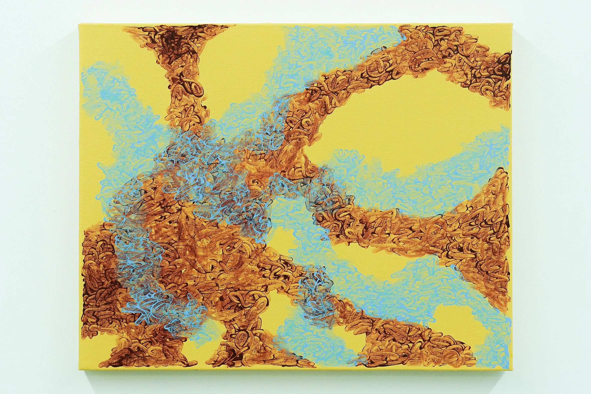  Title: Interactions Between Marks (03)  Technique: Acrylic on Canvas  Size: 50x40 cm  Year: 2025    
