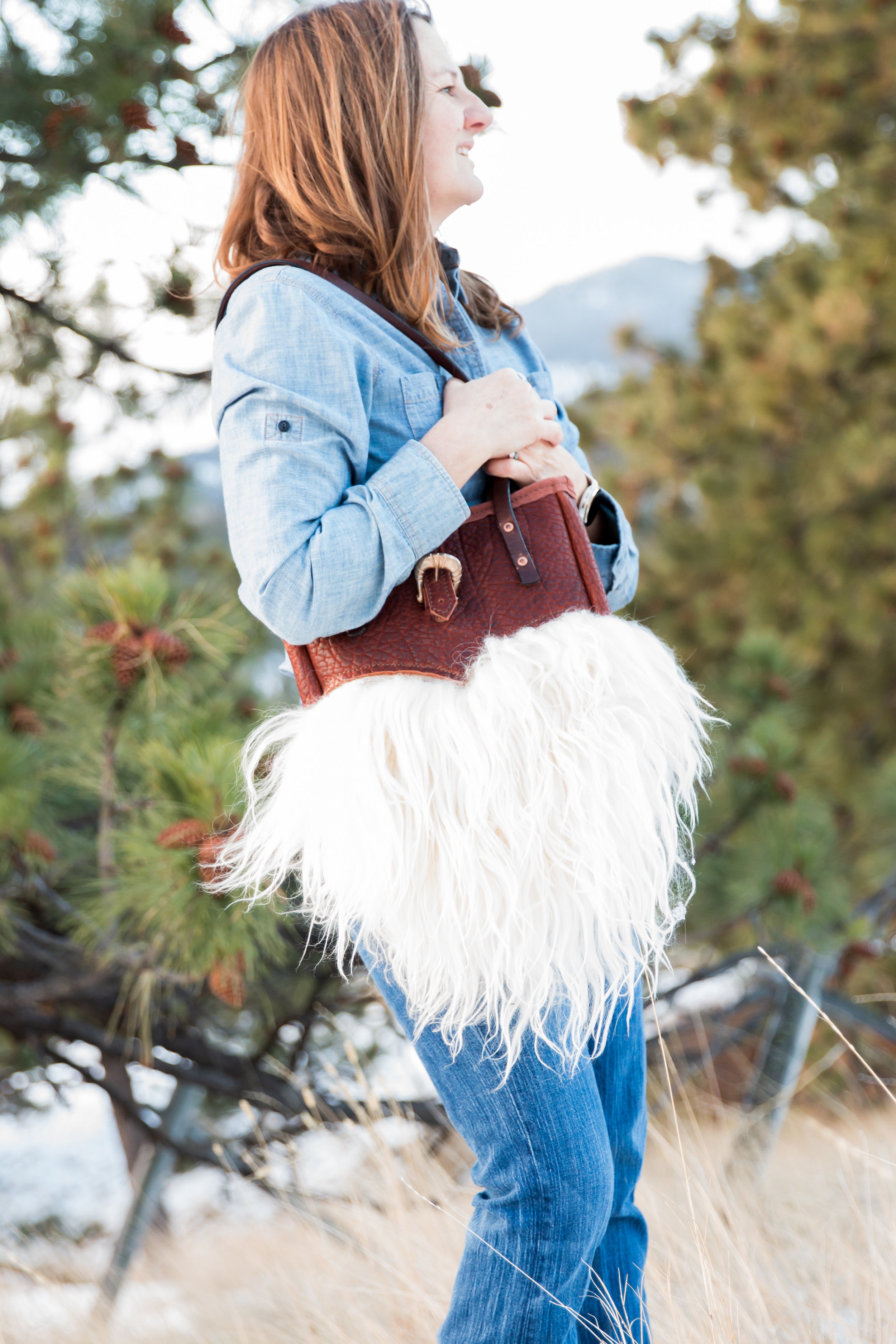 Brown buffalo shoulder bag