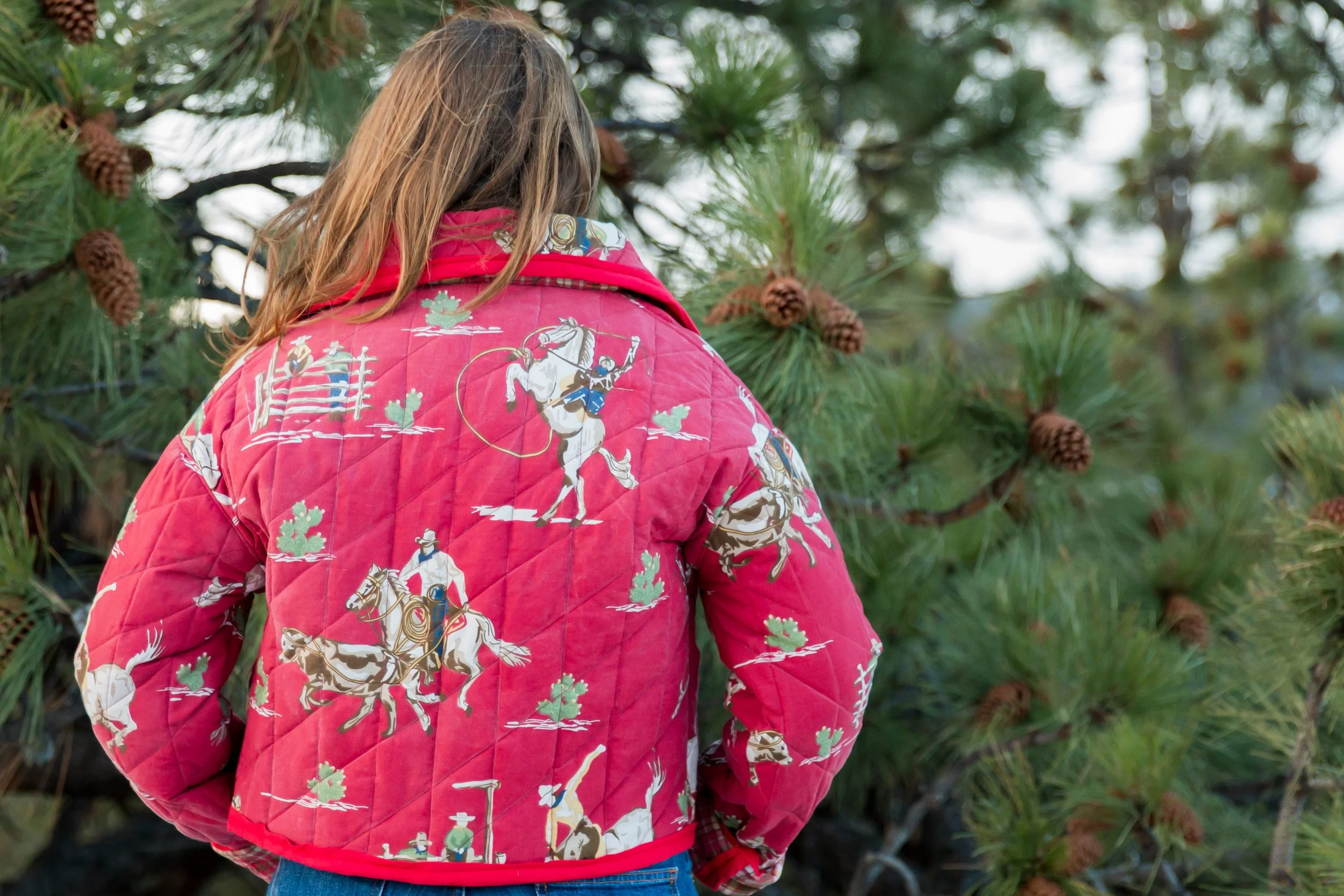 Red Cowboy Jacket with Tie Clouser