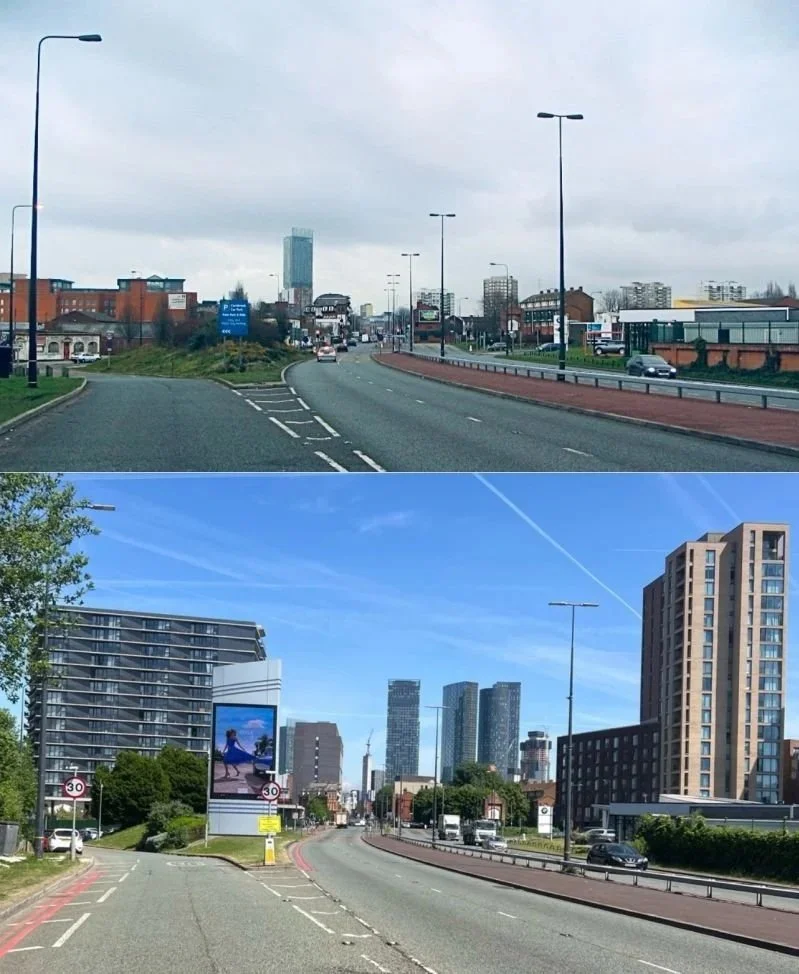 Chester Road looking north towards Manchester