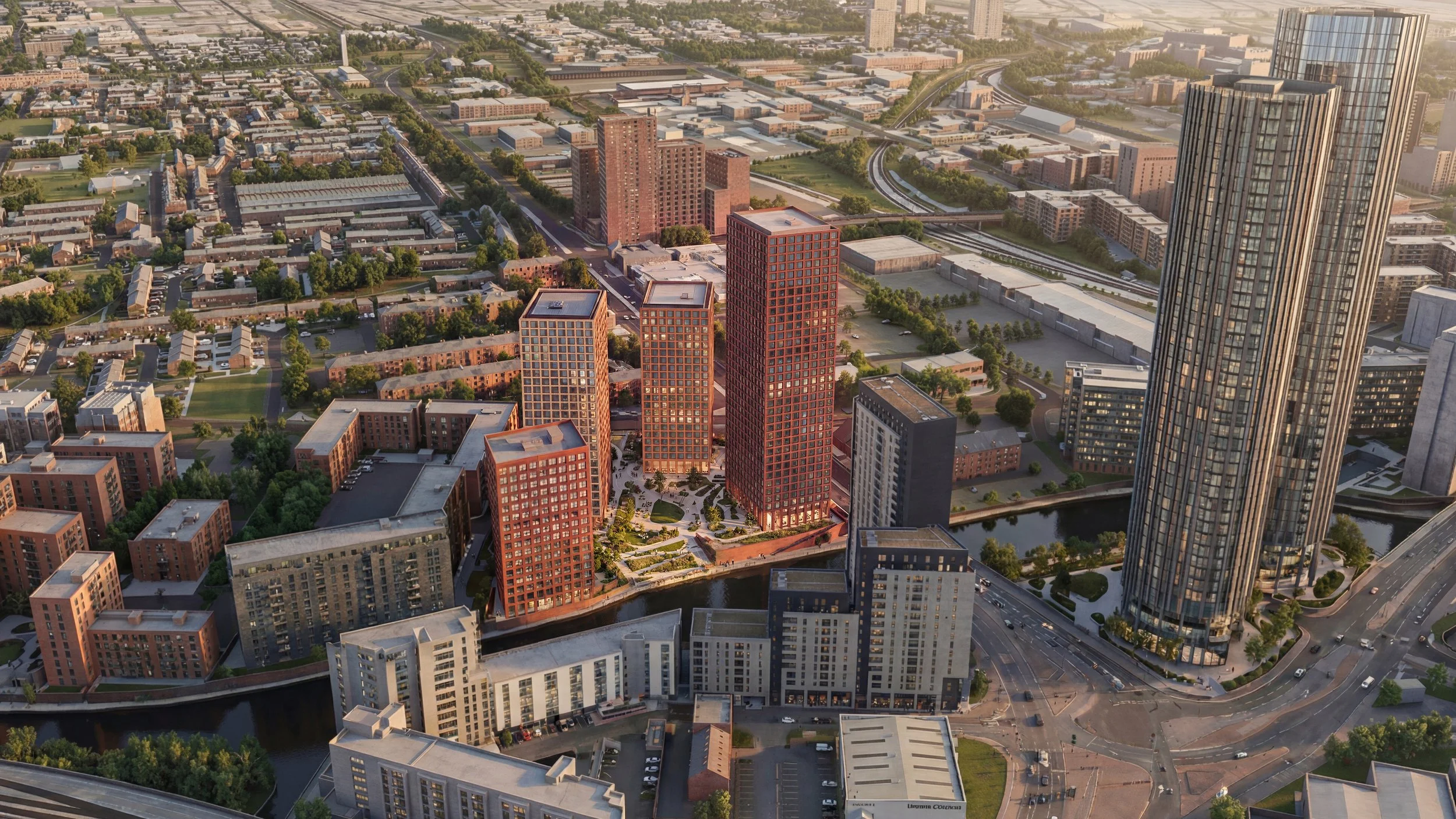 Planning submitted for new riverside neighbourhood in Salford.