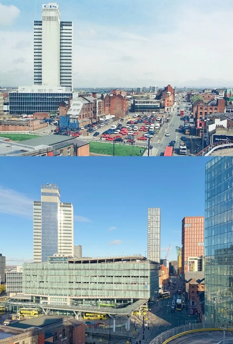 Looking north-east towards Shudehill and Rochdale Road.