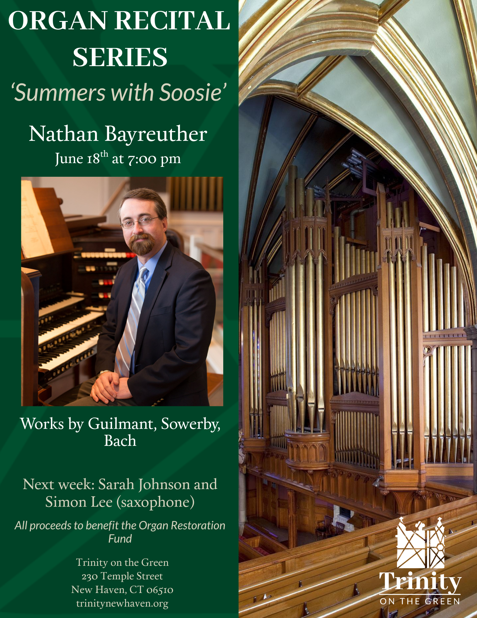 Organ Recital Series "Summers with Soosie" - Nathan Bayreuther
