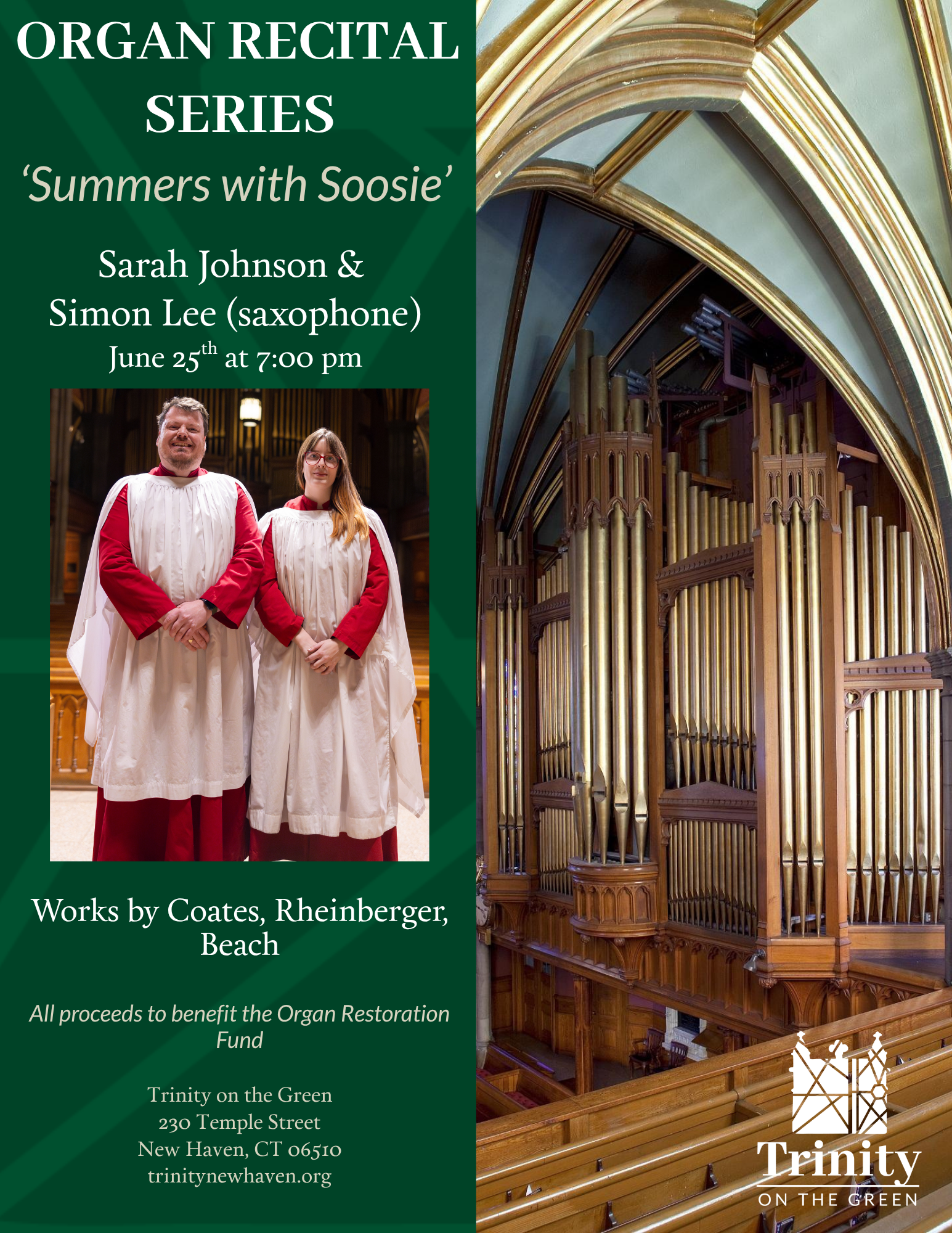 Organ Recital Series "Summers with Soosie" - Sarah Johnson and Simon Lee