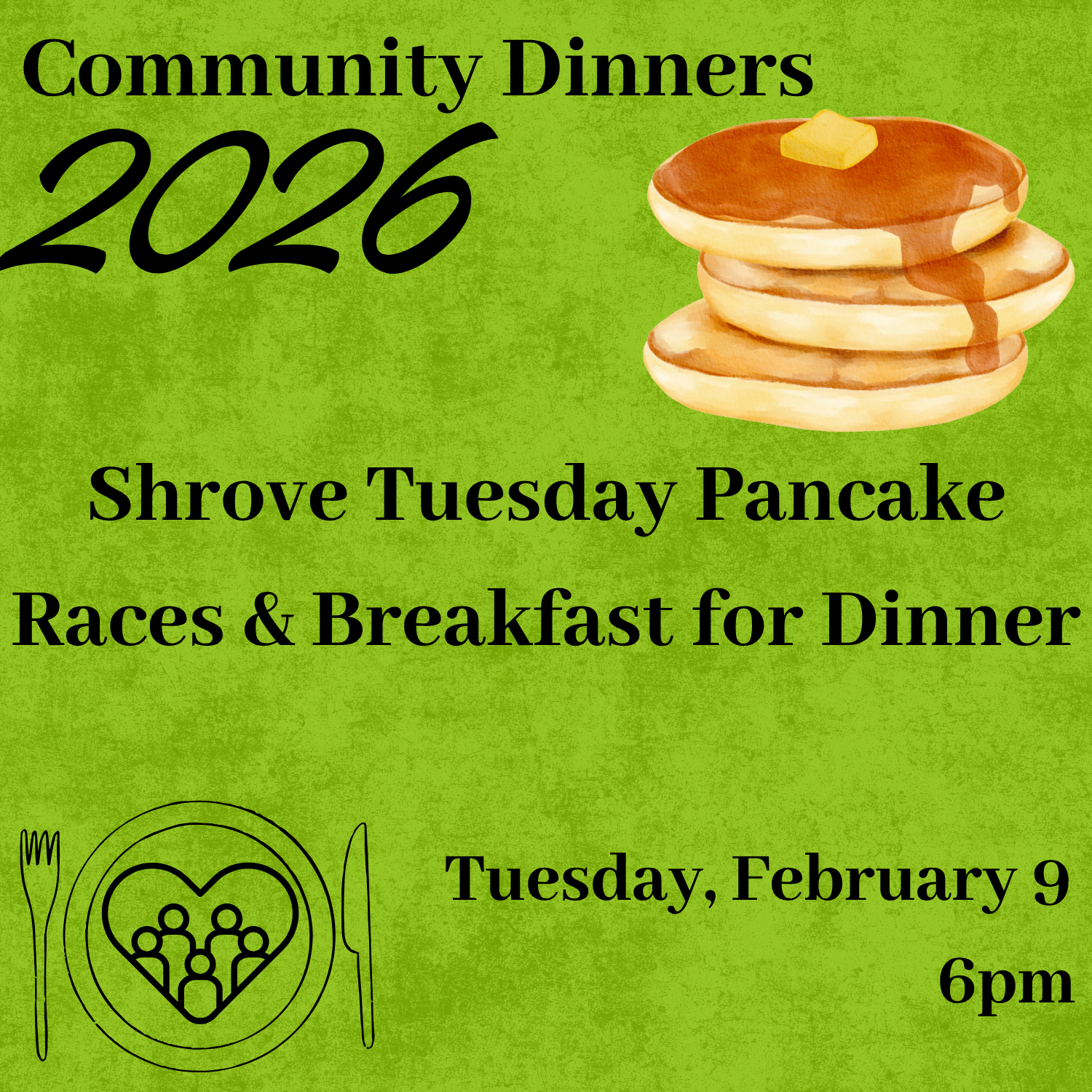 Community Dinner: Shrove Tuesday Pancake Races and Breakfast for Dinner 