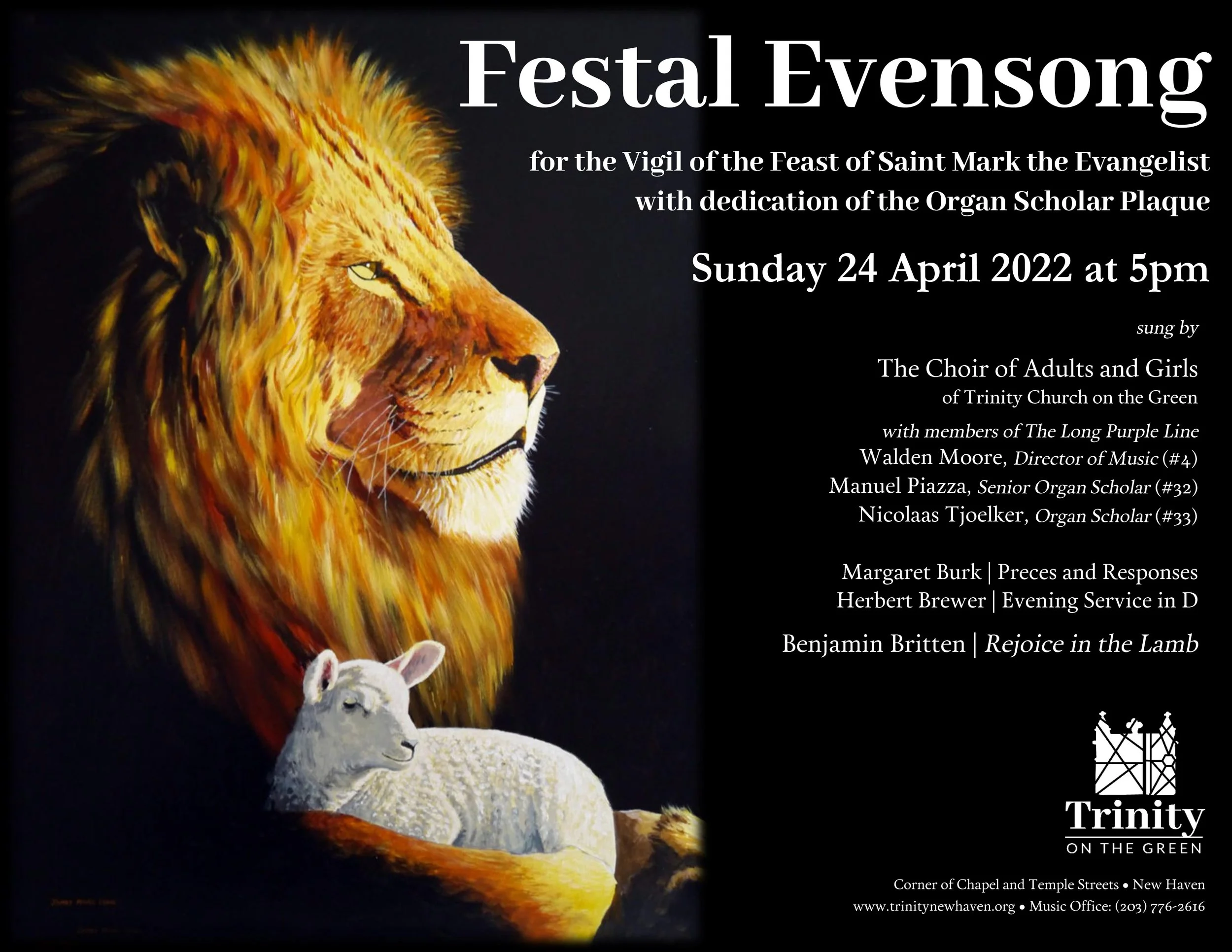 Festal Evensong | The Feast of Saint Mark the Evangelist — Trinity on ...