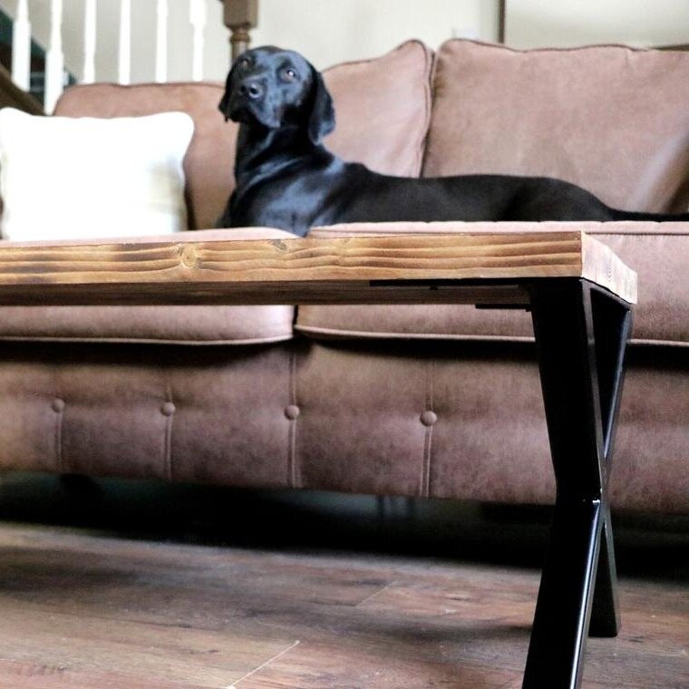 Rustic Wooden Coffee Table With Metal X, Wooden X Leg Coffee Table