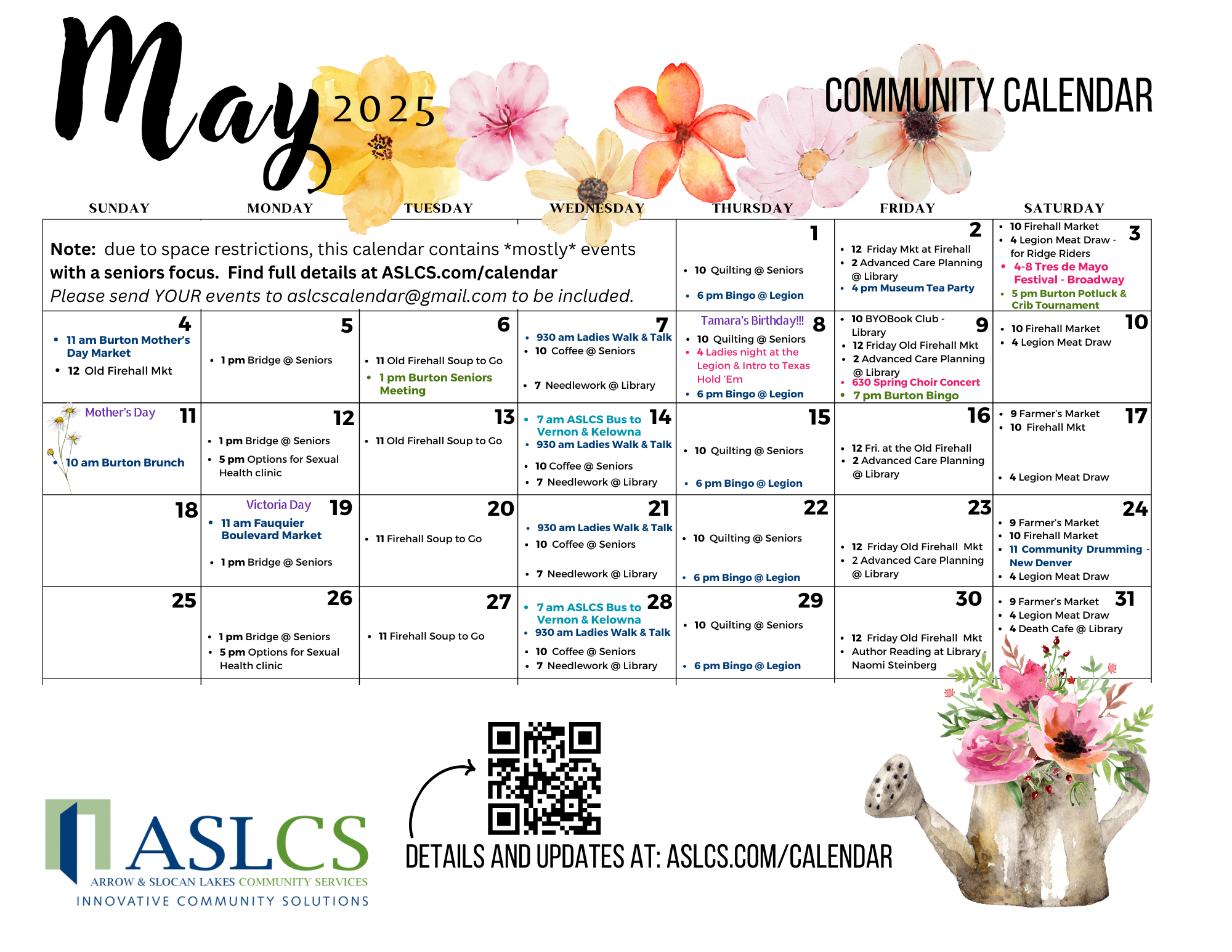 Printable Calendar ASL Community Services