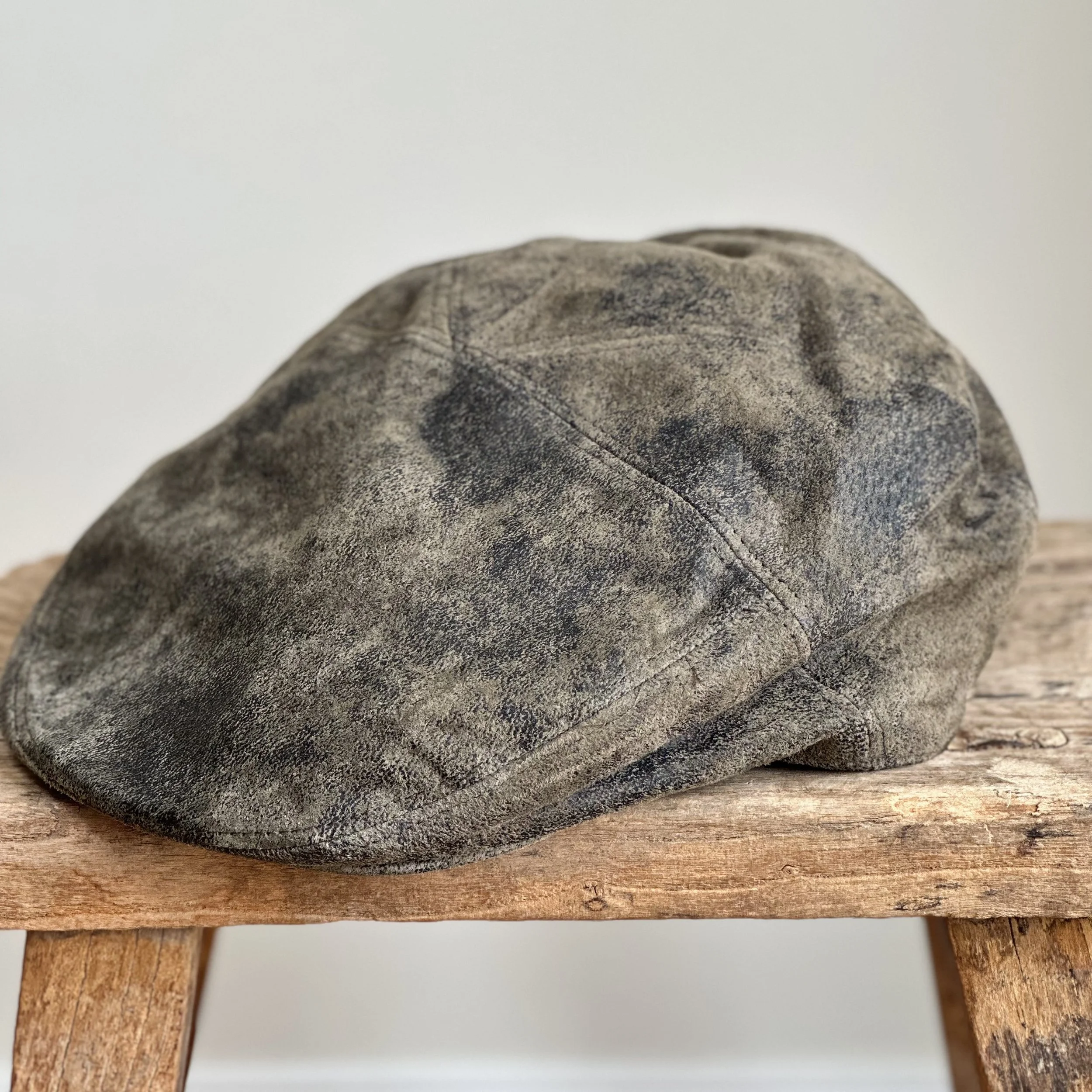 Olive Leather Flat Cap