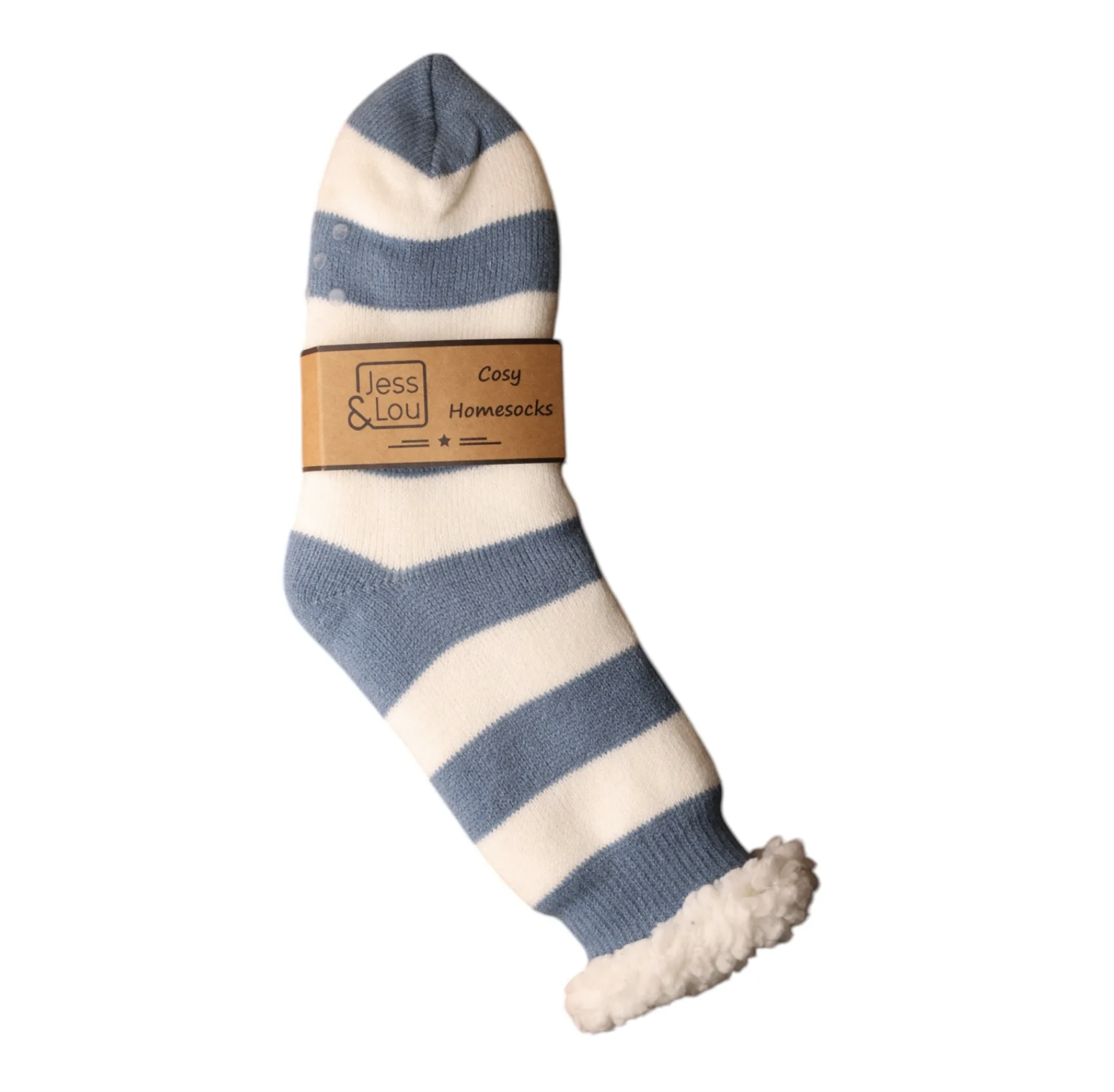 Cosy Slipper Socks | Blue & White Stripe