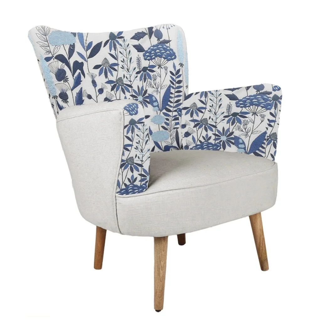 Meadow Embroidered Armchair - Bluebell