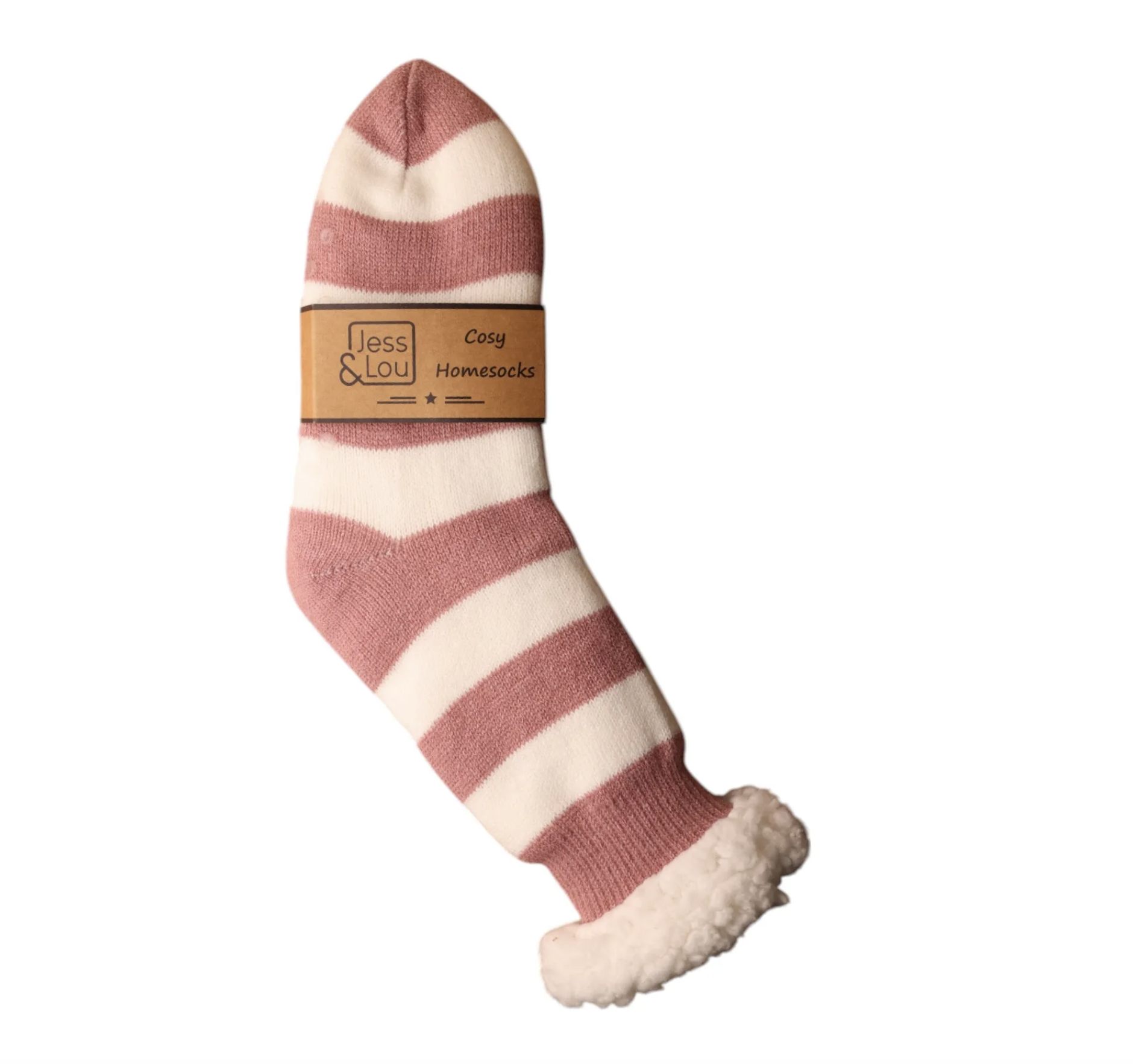 Cosy Slipper Socks | Pink & White Stripe