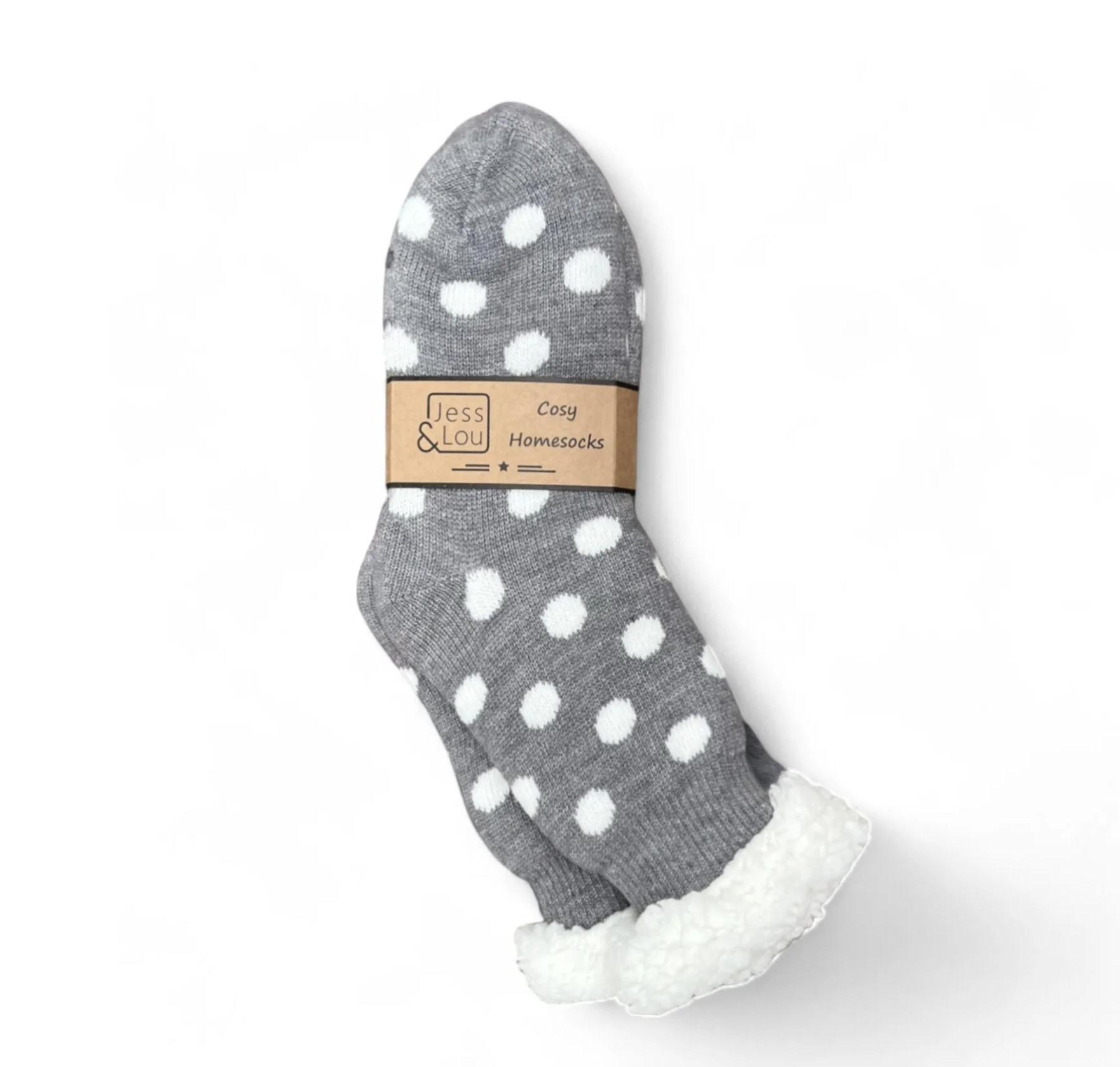 Cosy Slipper Socks | Grey & White Spots