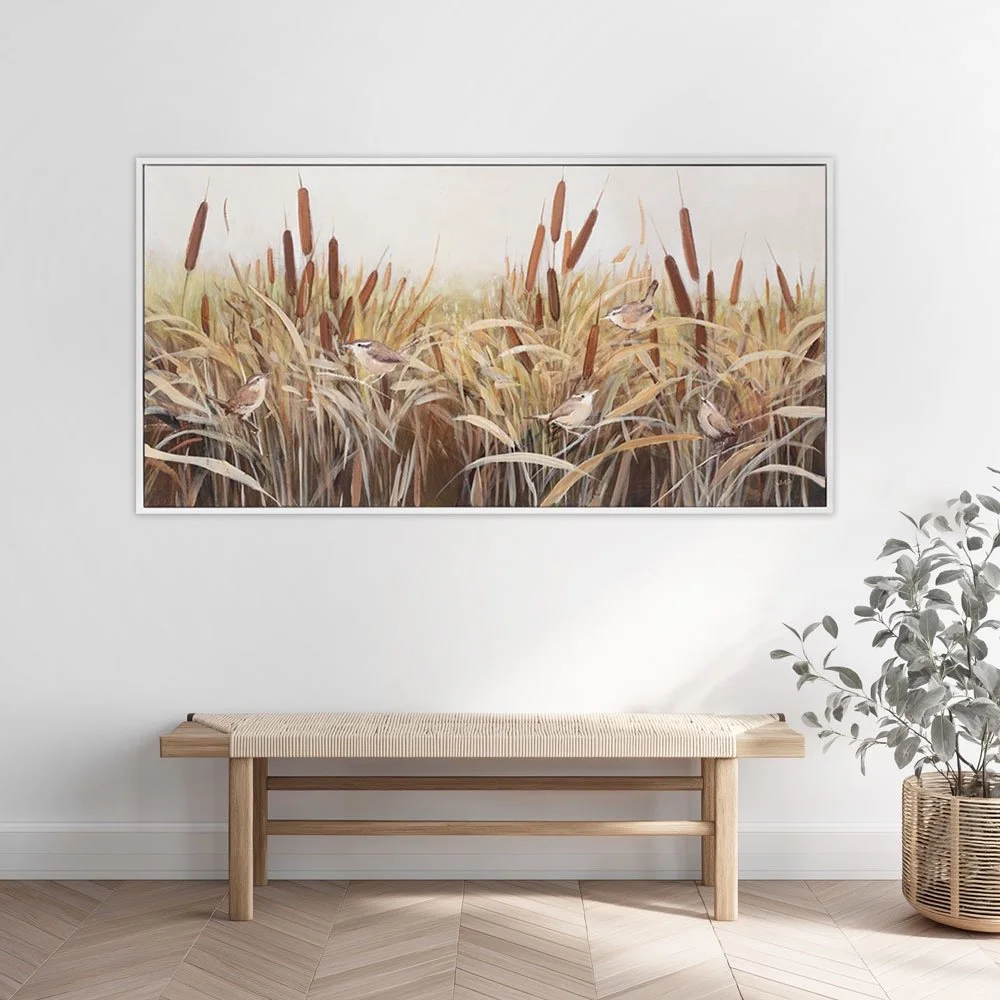 Whispering Cattails | Framed Canvas Print