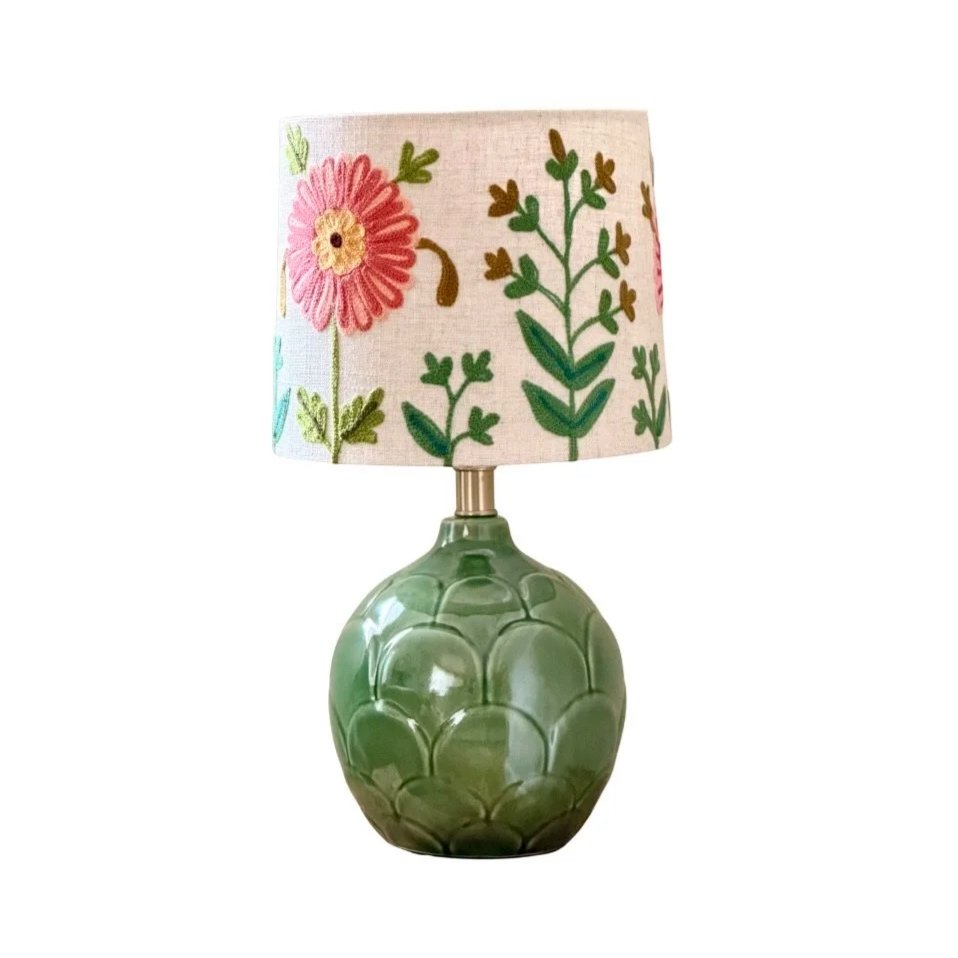 Lotus Table Lamp with Shade | Green