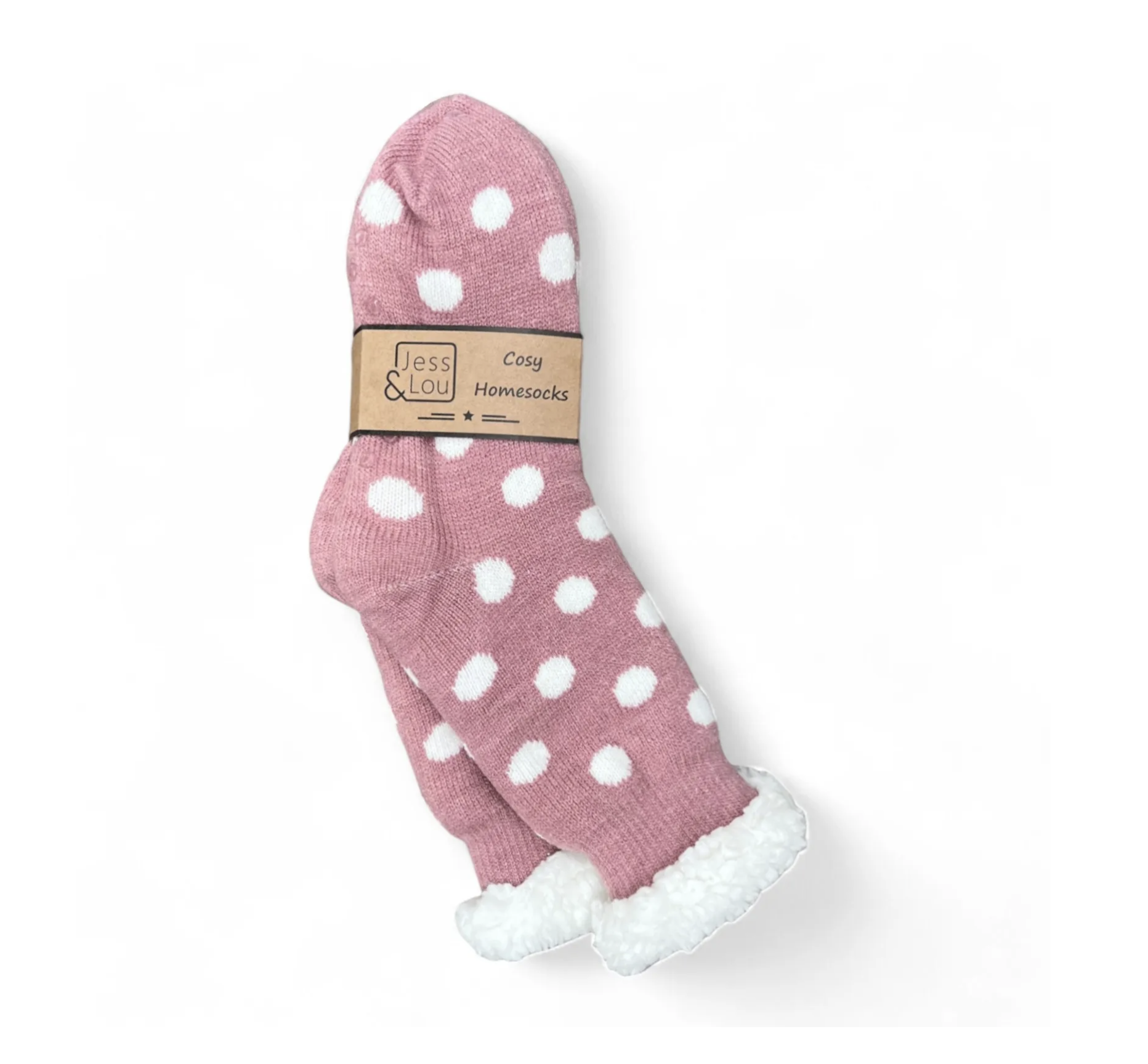 Cosy Slipper Socks | Pink & White Spots
