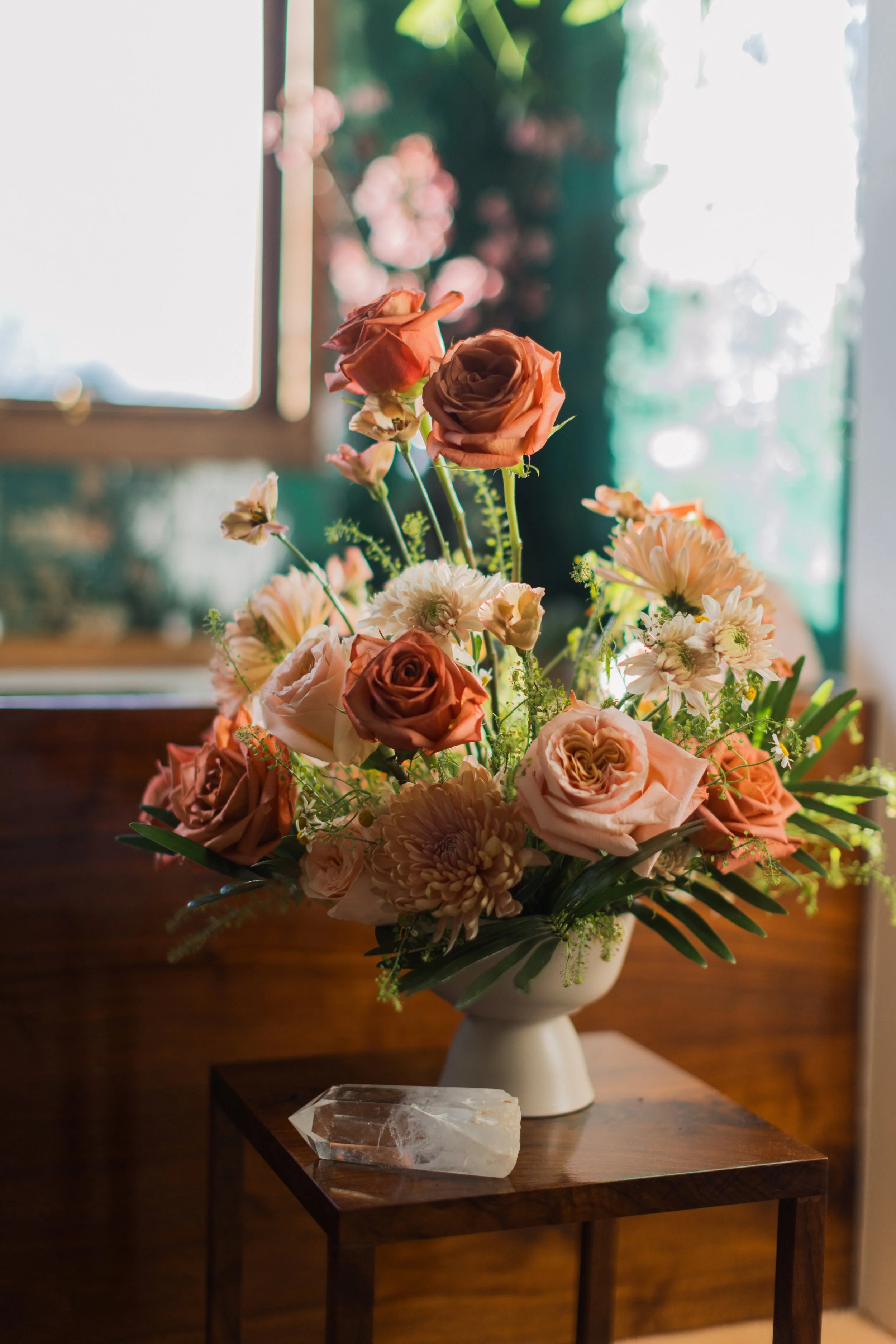 Winter compote of roses and chrysanthemum