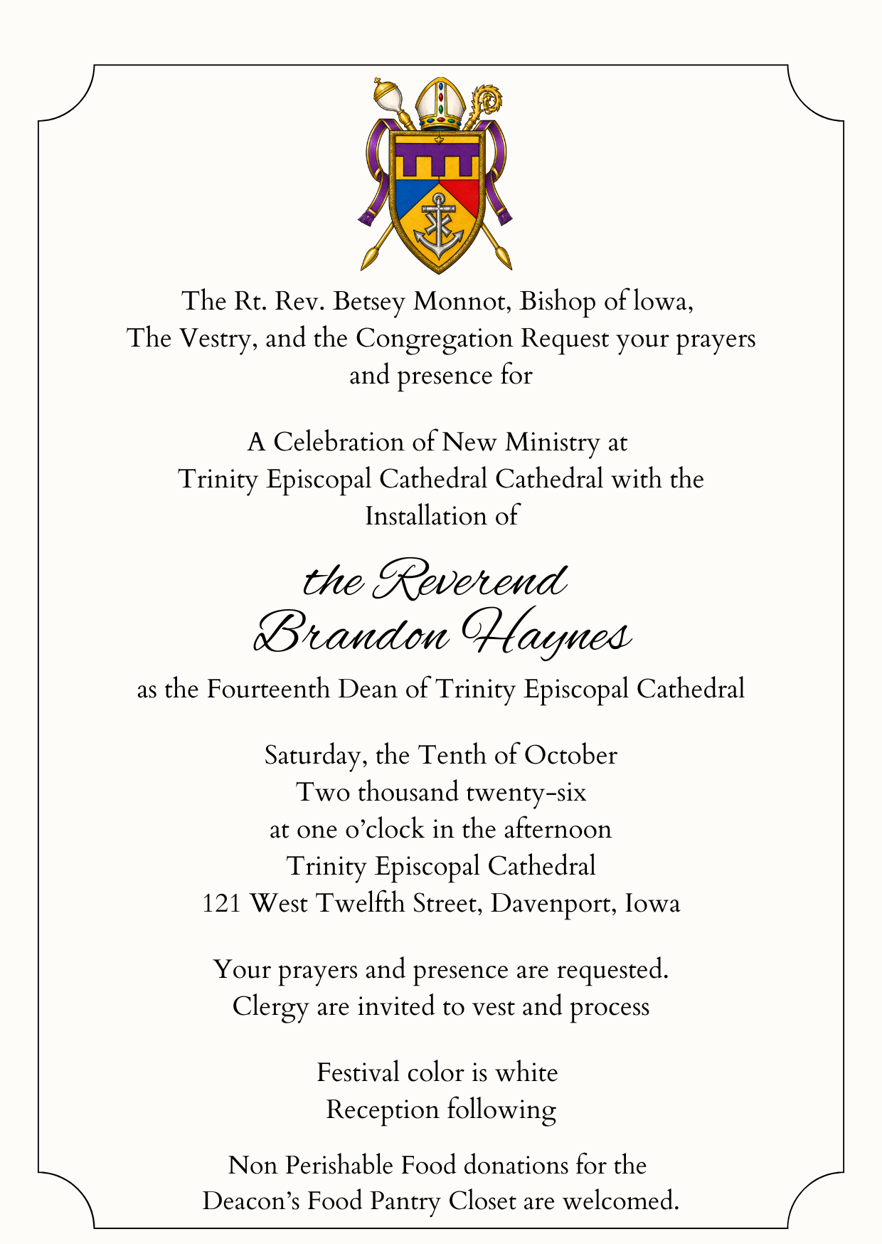 Celebration of New Ministry