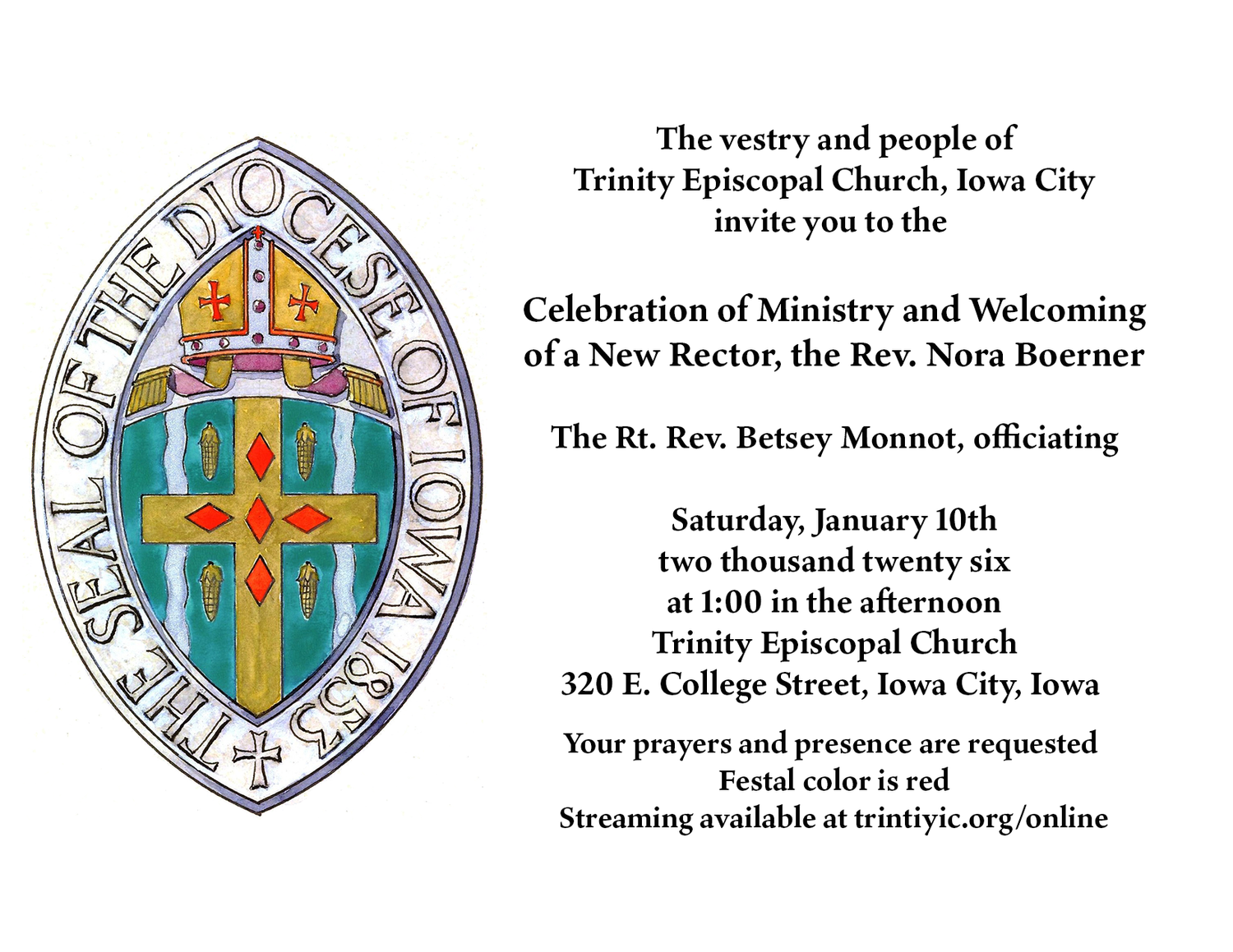 Welcome New Rector Celebration Ministry and Welcoming of a New Rector, the Rev. Nora ...