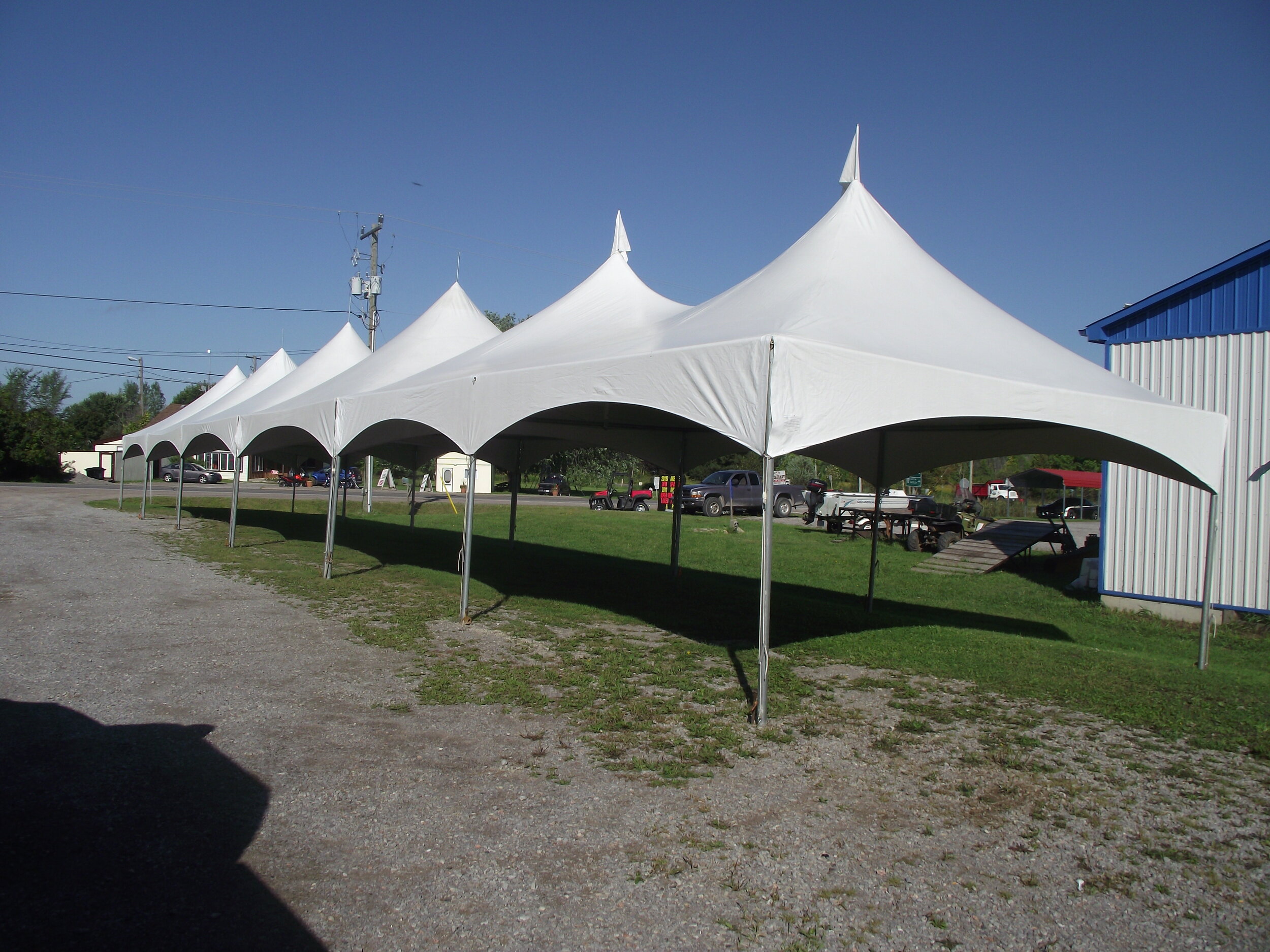 4 - 20' x 20' White Frame Tents & 20' x 30' White Frame Tent Attached.JPG