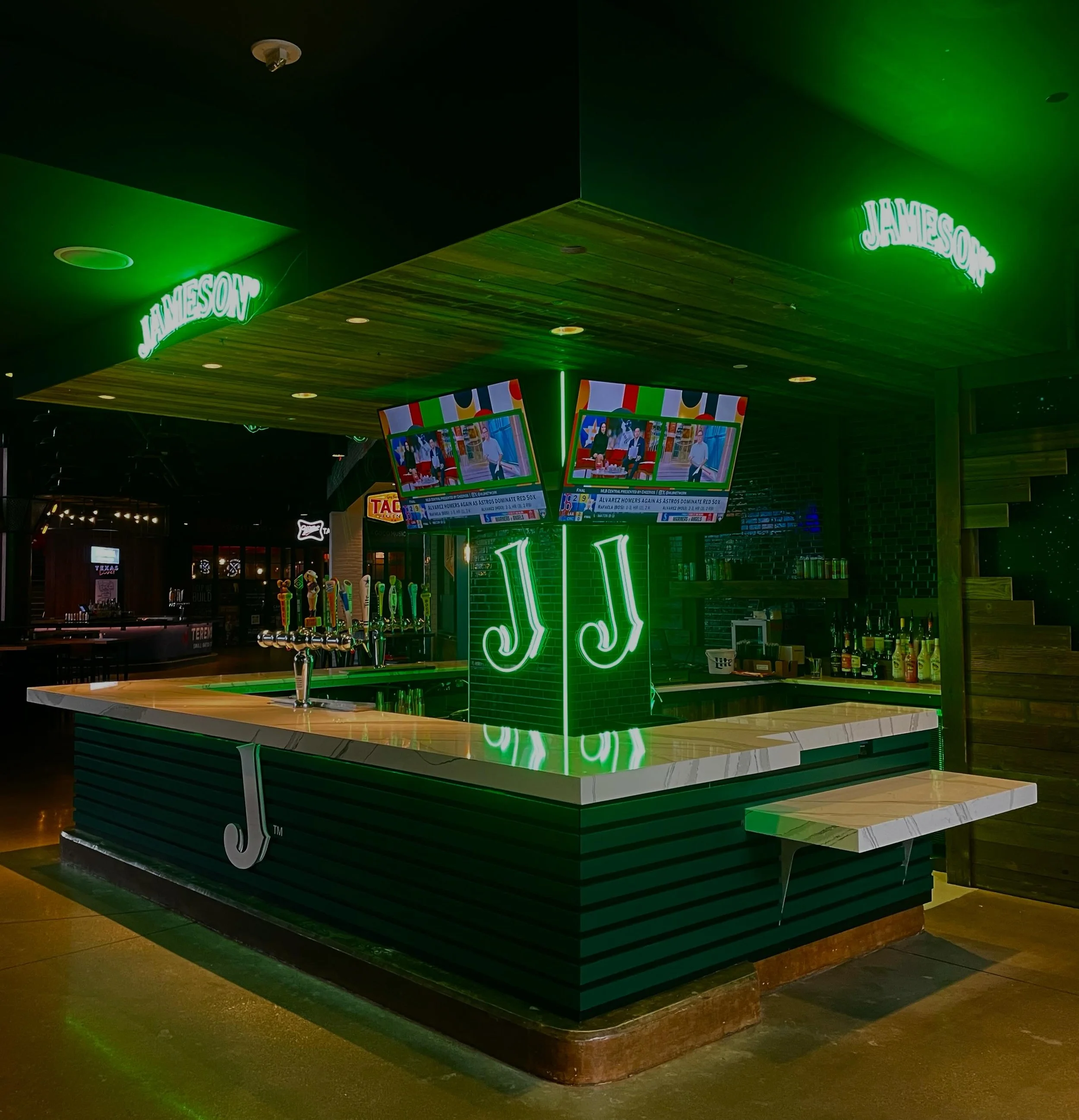 DFW Friends! Have you spotted the bar-makeovers at @tx_live ??

We got the opportunity to collaborate with @160over90 to produce some branded upgrades for Jameson &amp; Malibu and we love the results ! 

Take a peek at our handy-work on your next vis