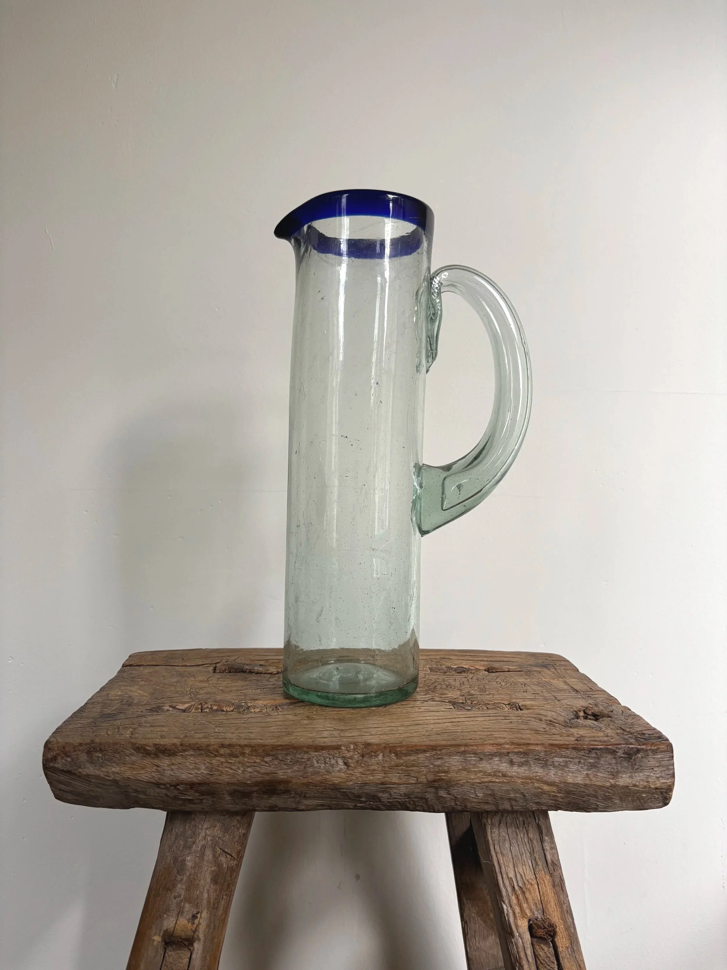Recycled Glass Jug with Ink Rim