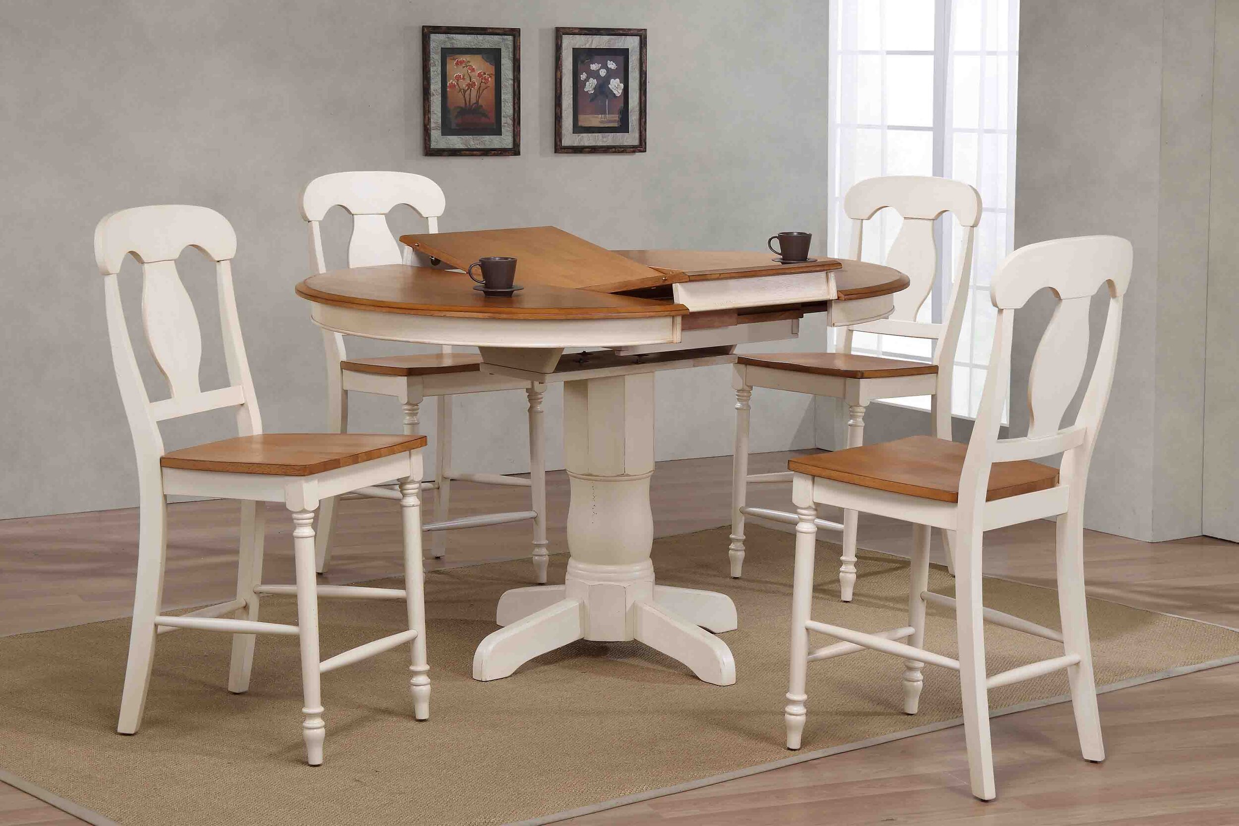 42"x42"x60" Antiqued Caramel/Biscotti Napoleon Back Counter Height (5-Piece Dining Set)