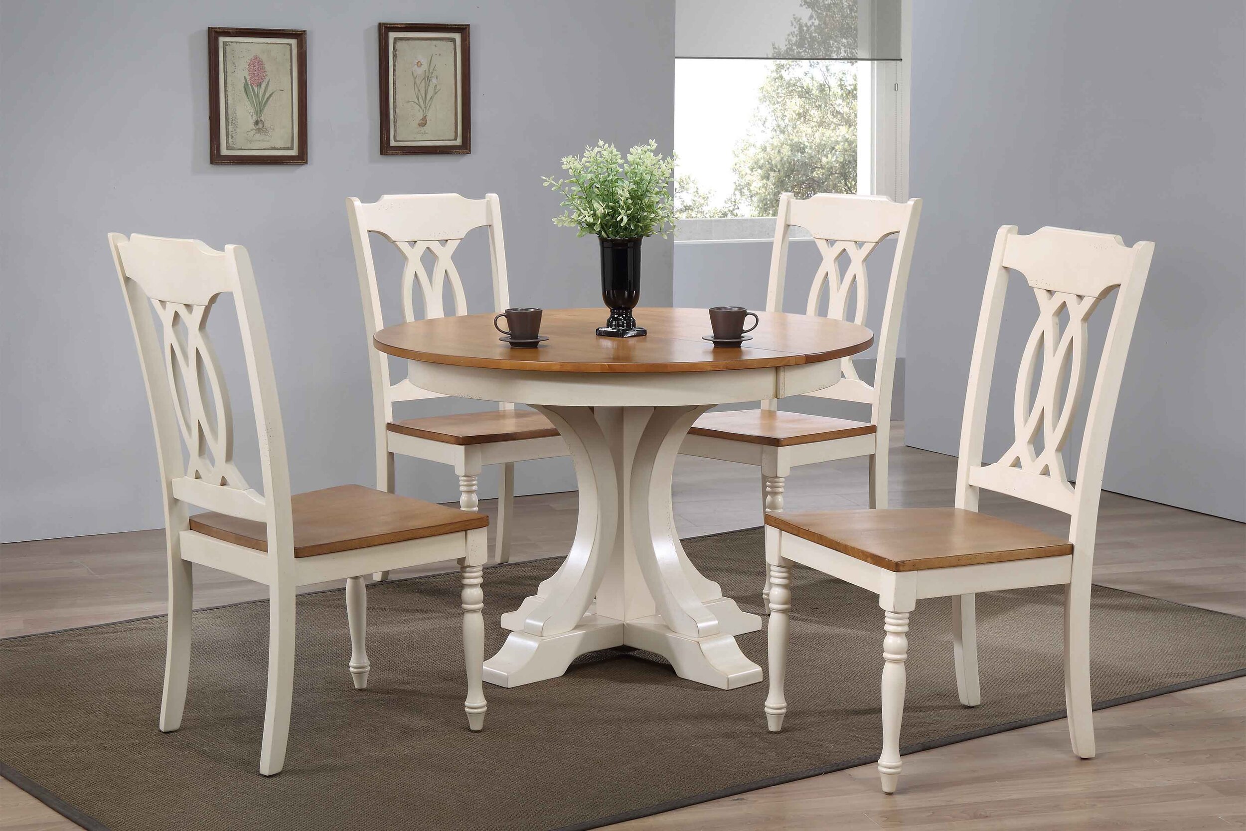 45"x45"x63" Deco Antiqued Caramel/Biscotti Traditional Back (5-Piece Dining Set)