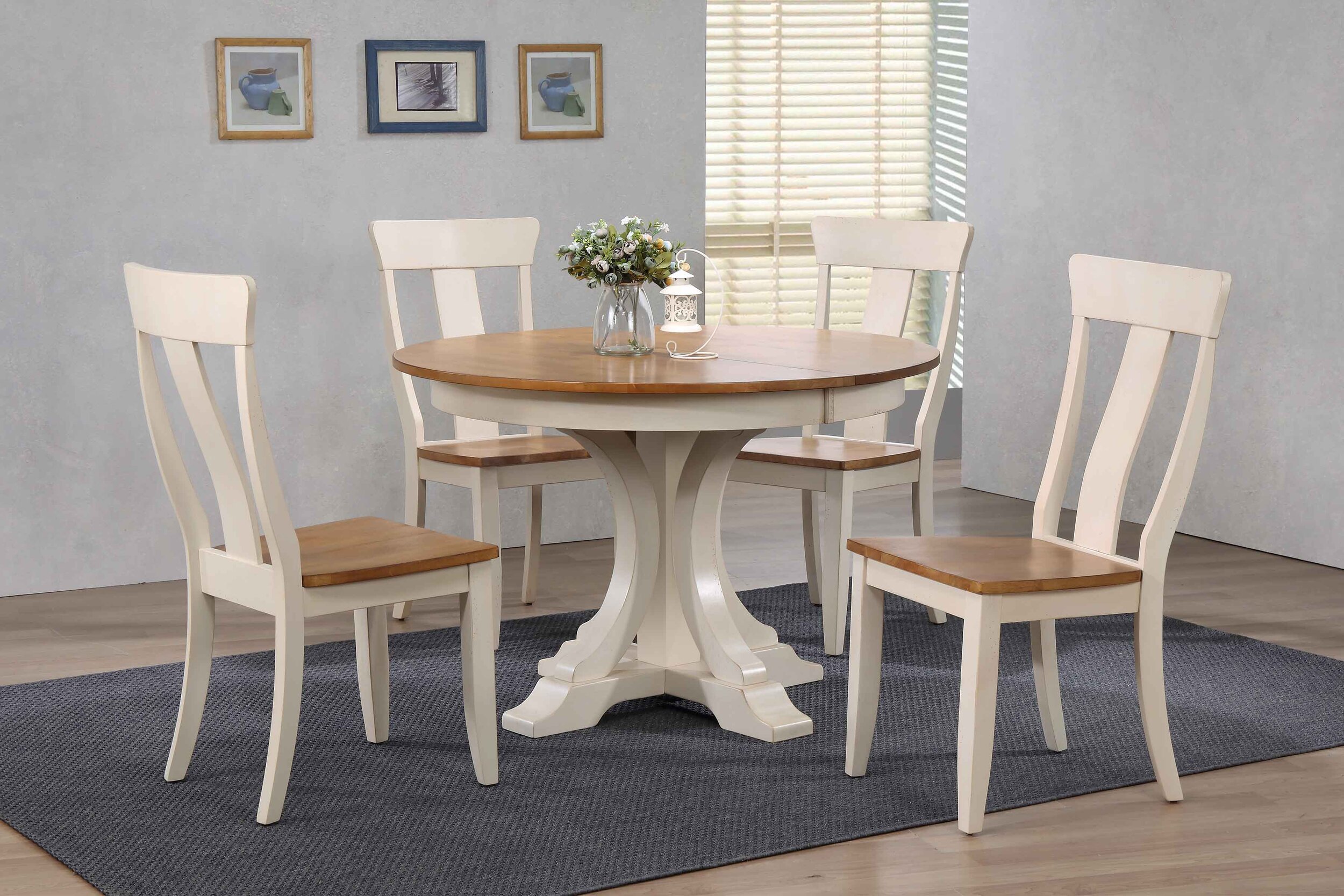 45"x45"x63" Deco Antiqued Caramel/Biscotti Panel Back (5-Piece Dining Set)