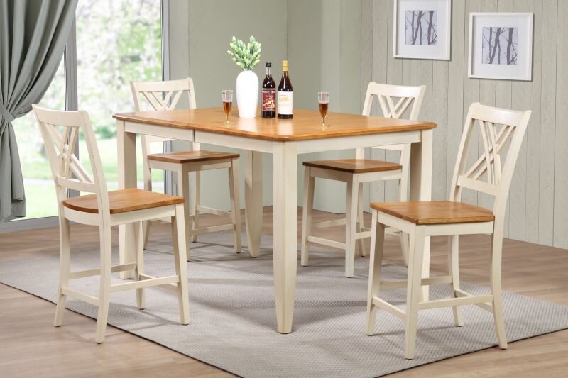 36" x 52" x 67" Caramel/Biscotti Double X- Back Counter Height (5-Piece Dining Set)