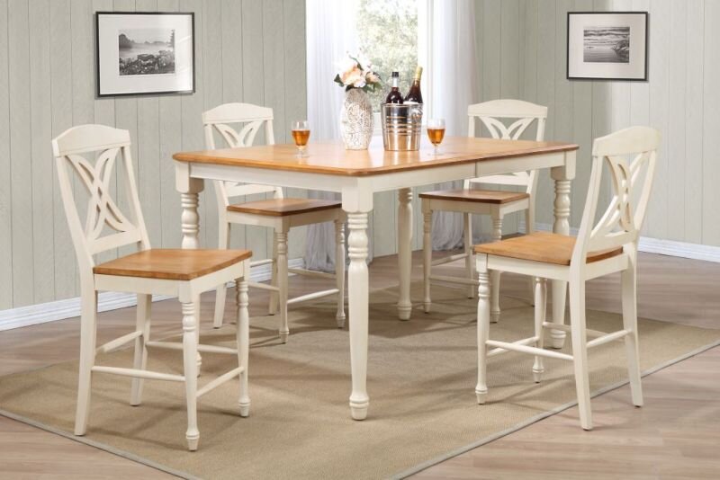 40" x 60" x 78" Caramel/Biscotti Butterfly Back Counter Height (5-Piece Dining Set)