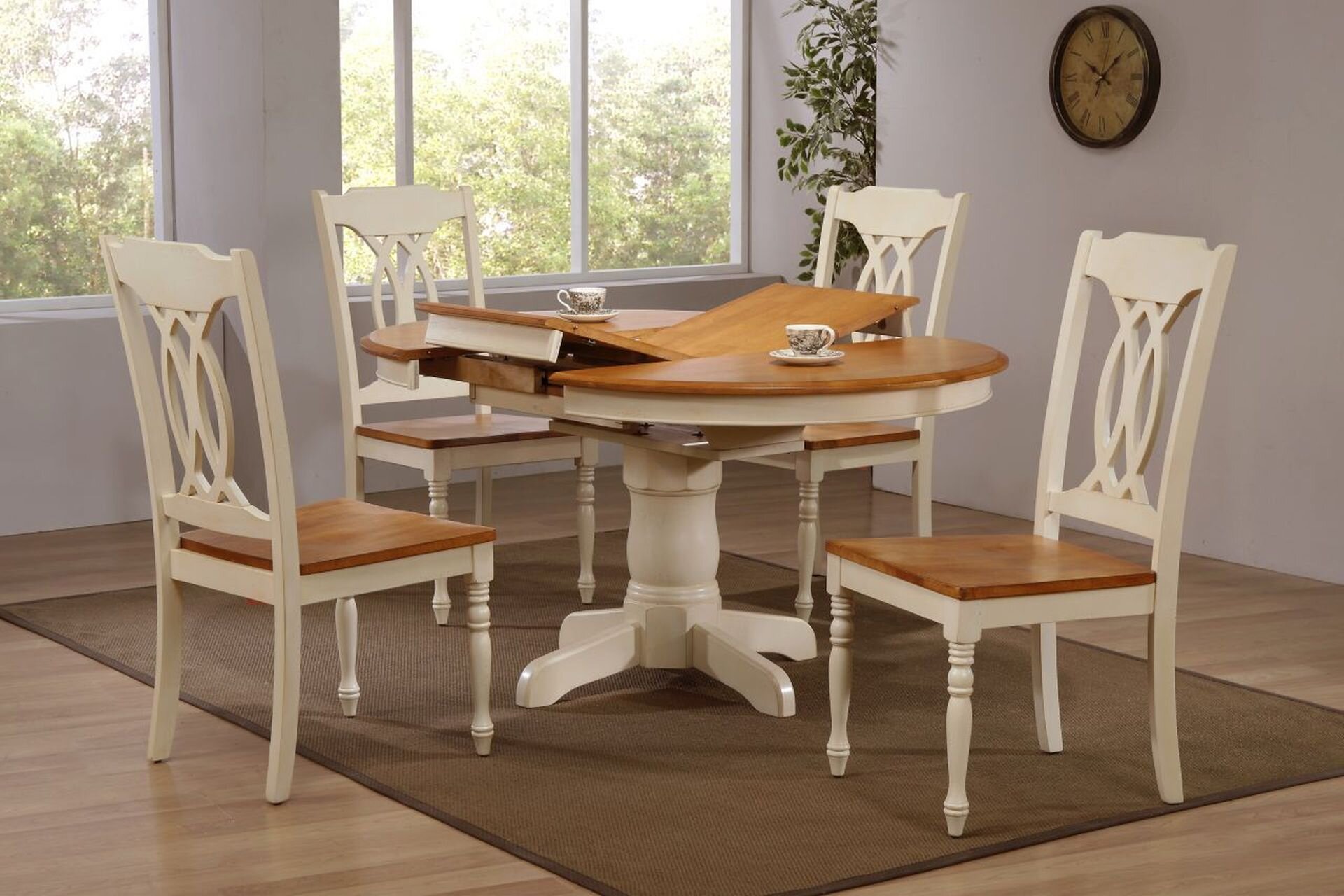 42"x42"x60" Caramel Biscotti Traditional Back (5-Piece Dining Set)