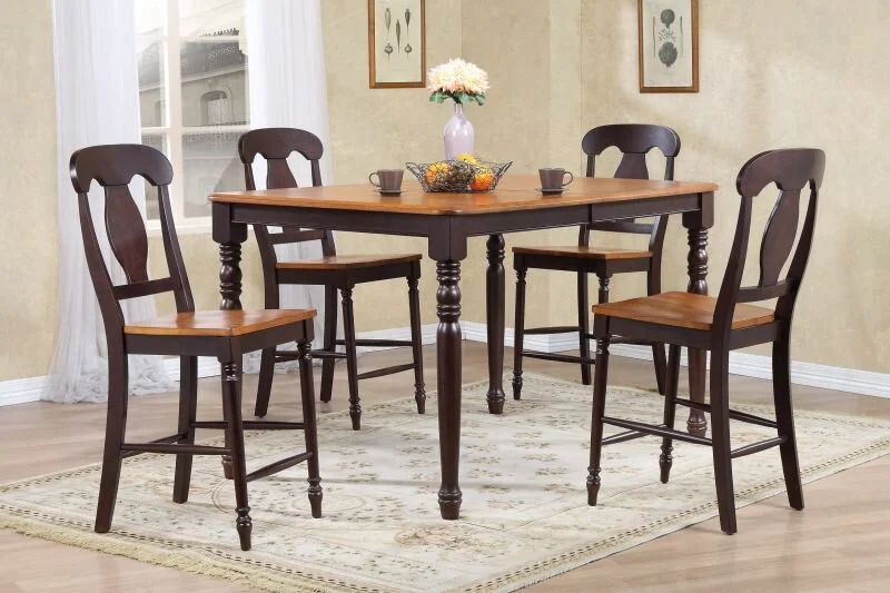 40" x 60" x 78" Whiskey Mocha Napoleon Back Counter Height (5-Piece Dining Set)