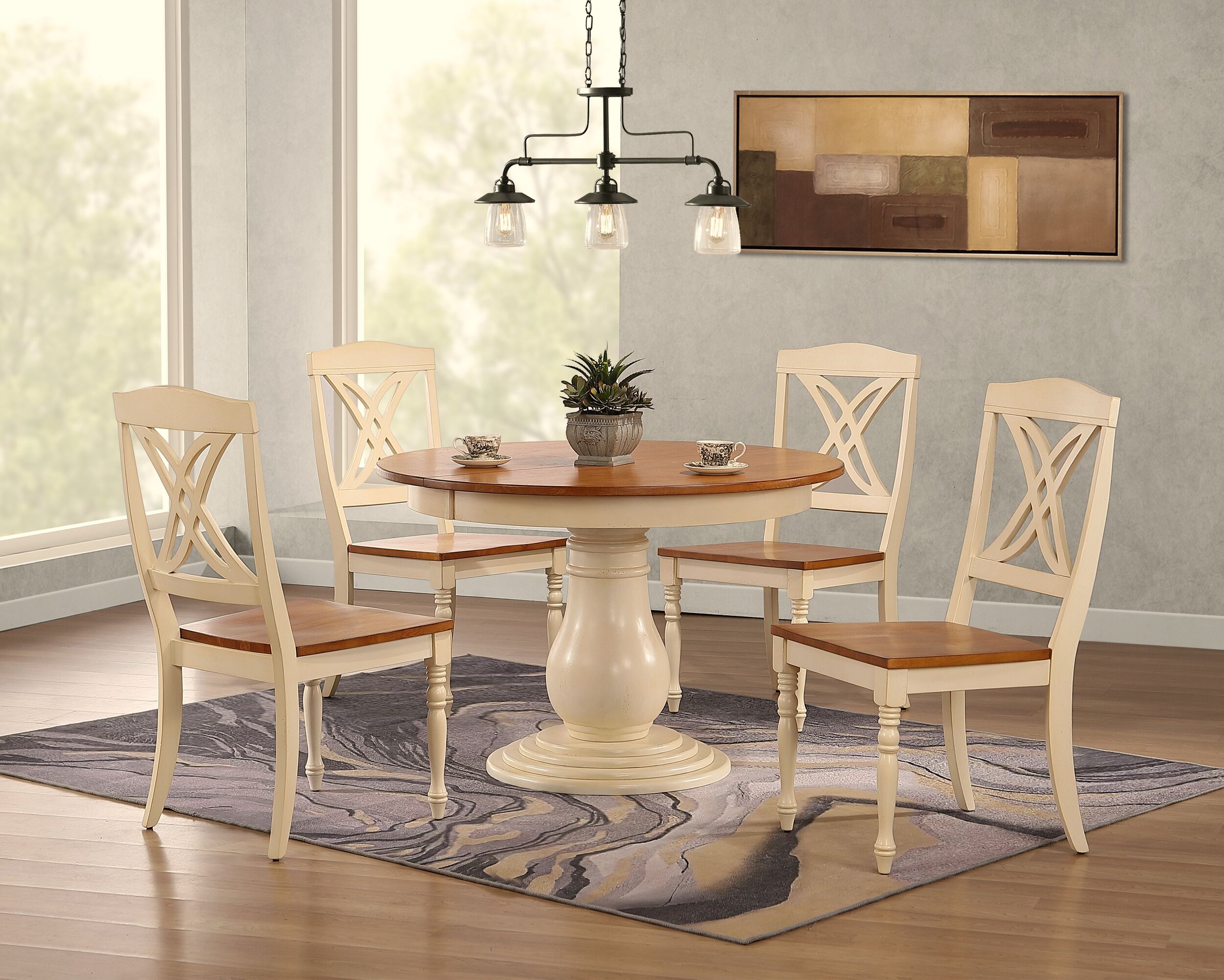 45"x45"x63" Antiqued Caramel Biscotti Butterfly Back 5-Piece Bella Dining Set