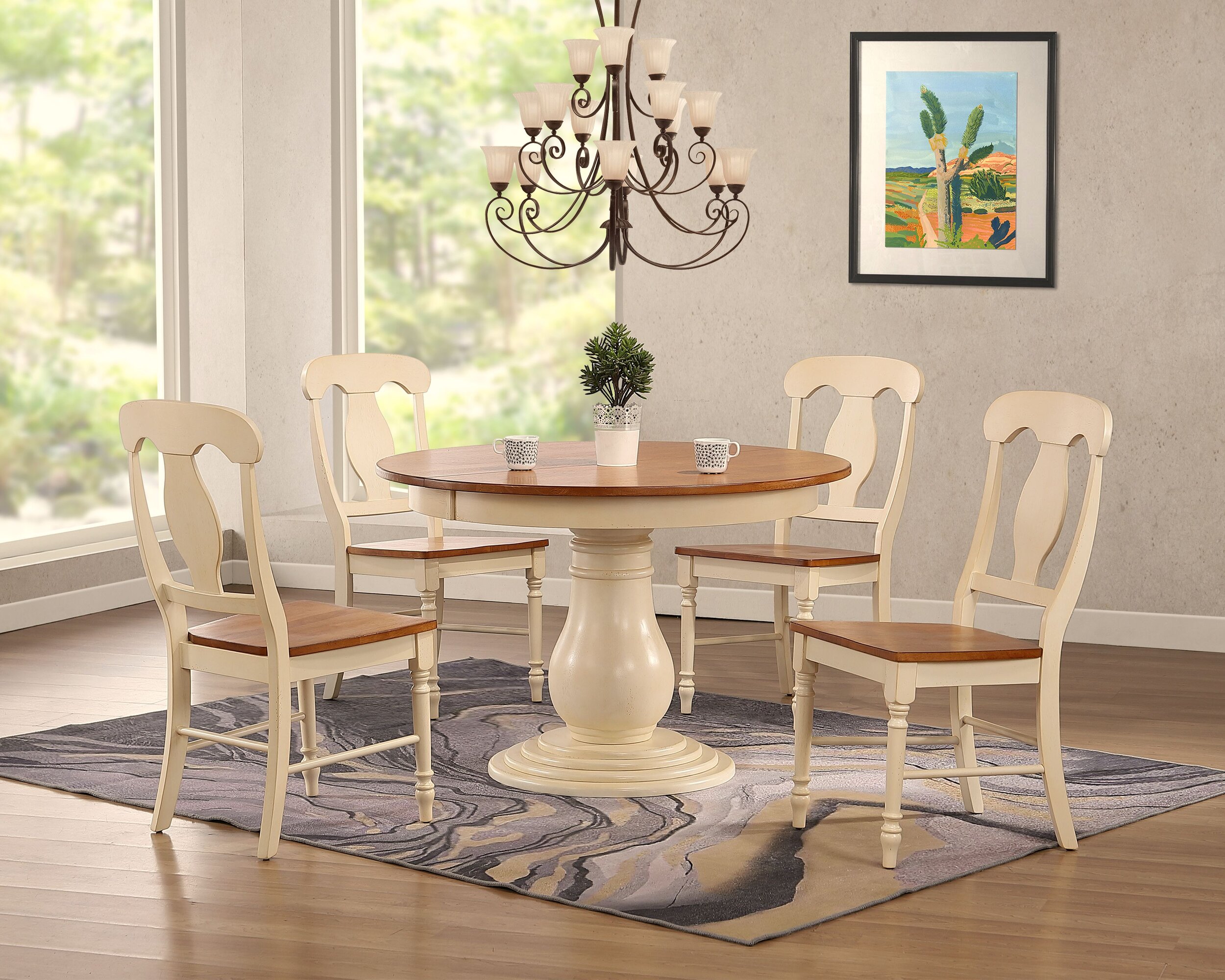 45"x45"x63" Antiqued Caramel Biscotti Napoleon Back 5-Piece Bella Dining Set