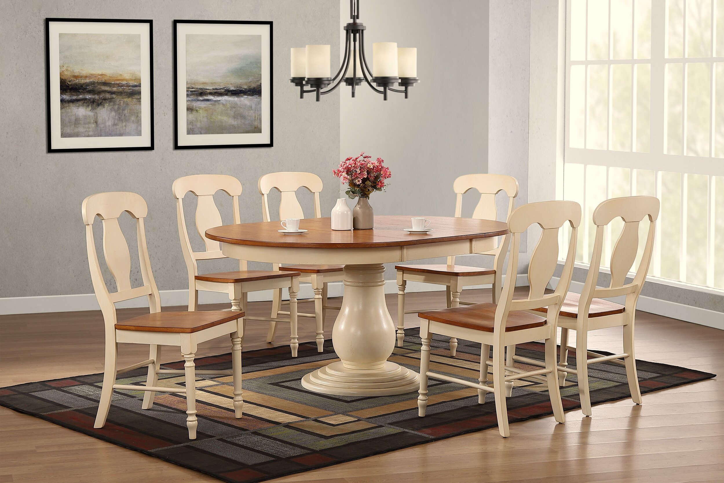 45"x45"x63" Antiqued Caramel Biscotti Napoleon Back 7-Piece Bella Dining Set