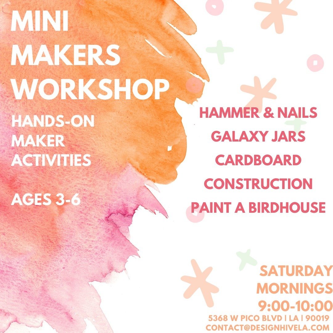 Unleash your child's creativity with our Mini Makers workshop, designed specifically for young artists aged 3-6! In this Saturday's session, little builders and creators will dive into the world of process art, using hammers and nails to explore text
