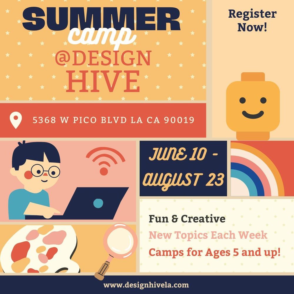 REGISTER NOW FOR SUMMER! CAMPS START IN ONE MONTH!⁠
⁠
Dive into summer with Design Hive's STEAM camps! 🌞🚀 From LEGO robotics to sneaker design, jewelry making, and electronic music, we've got something for every young creator aged 5 and up. ⁠
⁠
Spa