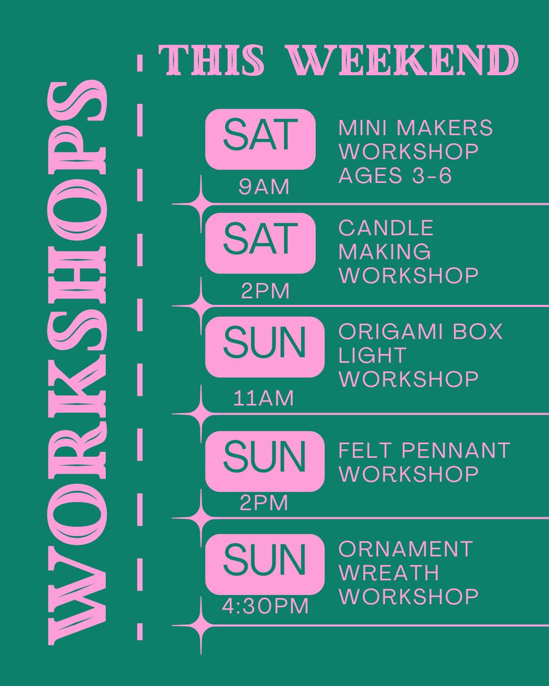 Weekend vibes = crafting vibes 🎨✨⁠
Join us at Design Hive this Saturday and Sunday for hands-on workshops the whole family will love! From our kid-friendly maker workshop on Saturday morning to creative festive sessions for adults, our studio is buz