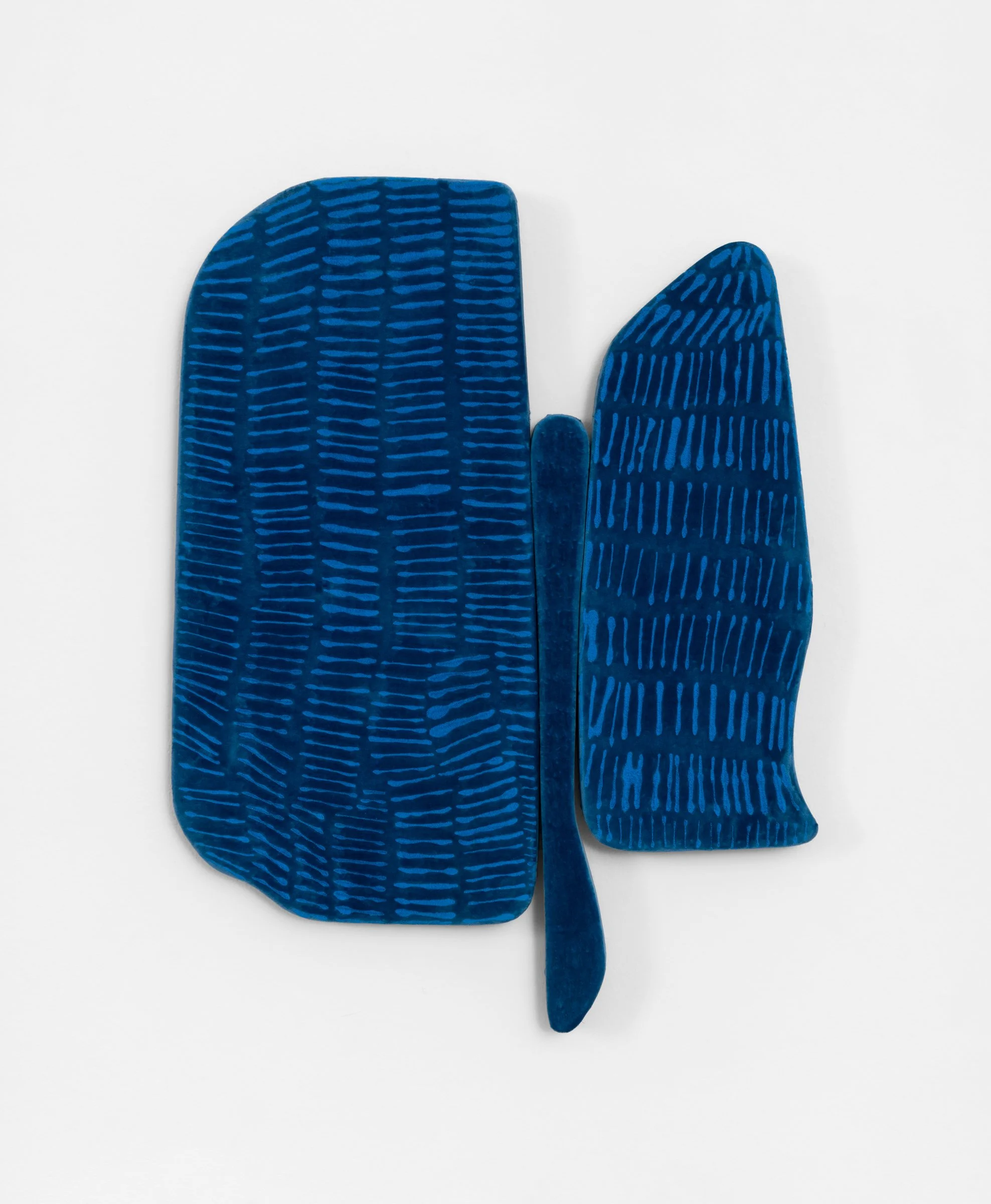 Divided House, 2024, 
Synthetic velvet, plywood and acrylic paint, 
28 x 21 x 1 3/4 in. (71.1 x 53.3 x 4.5 cm)