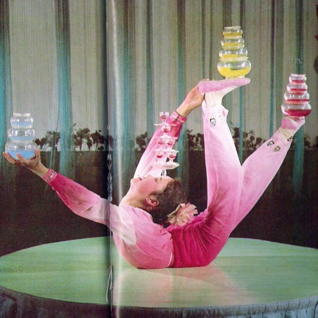 Chinese acrobats from the 70&rsquo;s and 80&rsquo;s balancing glassware, via @thenongrak