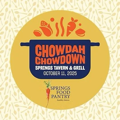 You&rsquo;re invited to the annual Springs Food Pantry fundraiser Chowdah Chowdown, this Saturday 12-3 @ Springs Tavern. This year you can try all of the chowder entries and vote for your favorite one! Come taste all the things and vote for mine 😉 T